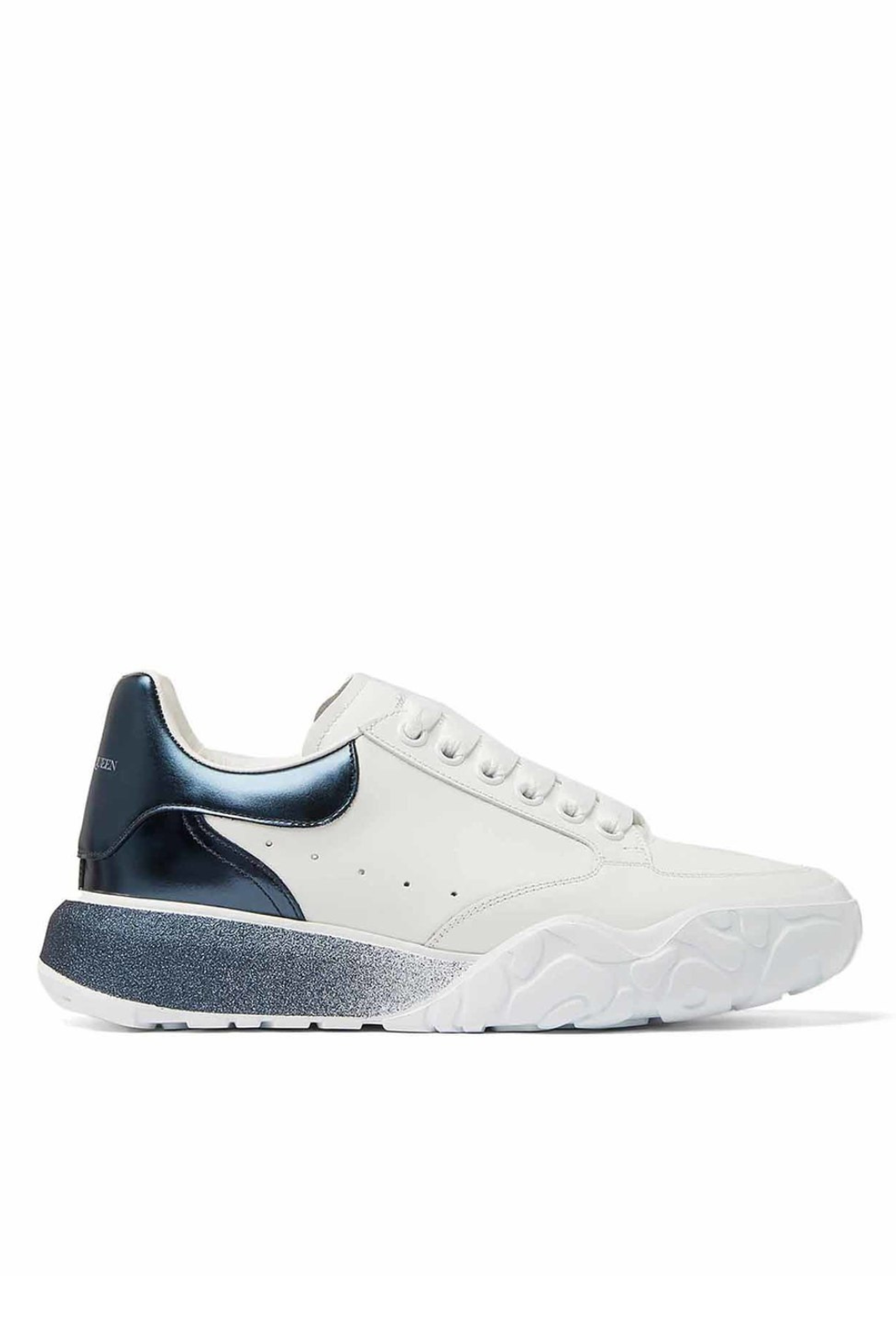 Alexander McQueen Court Trainer Woman Sneakers White Navy Glitter