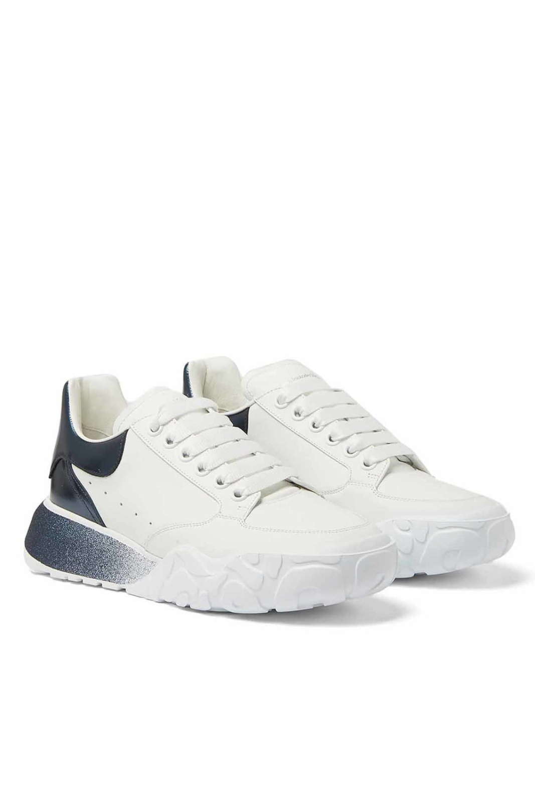 Alexander McQueen Court Trainer Woman Sneakers White Navy Glitter