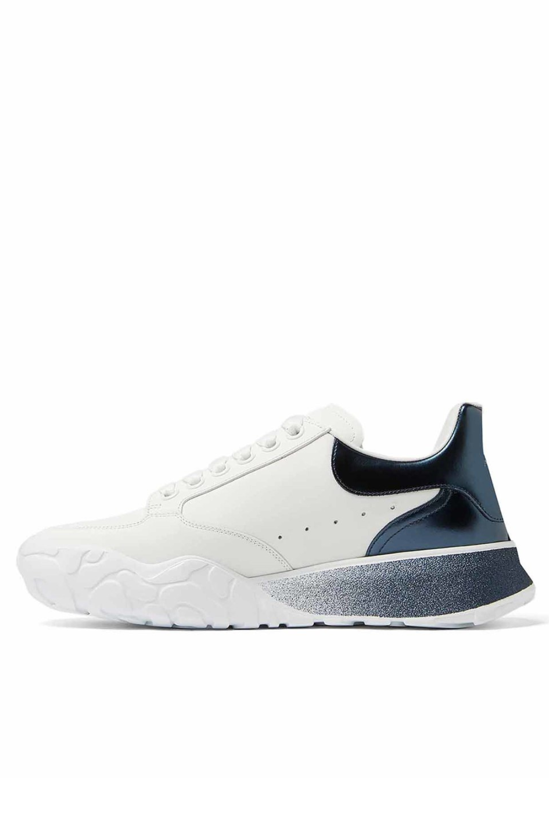 Alexander McQueen Court Trainer Woman Sneakers White Navy Glitter
