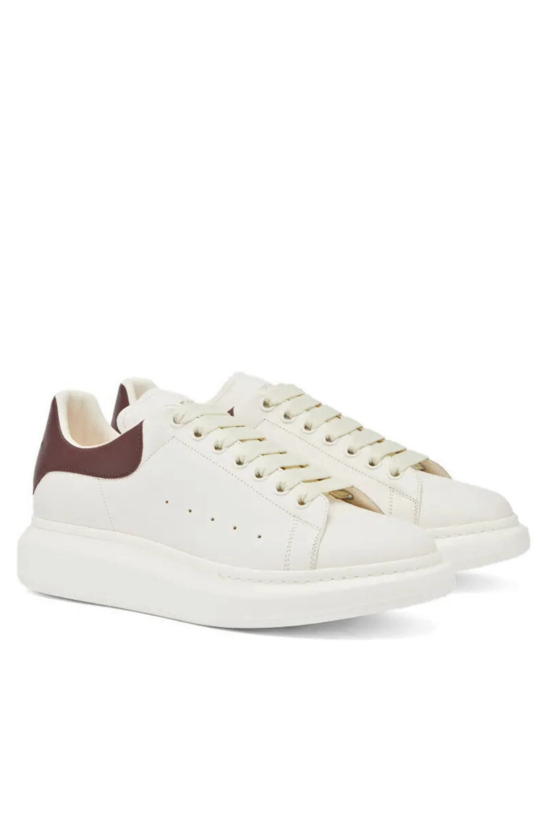 Alexander McQueen Exaggerate Sole Leather Man Sneaker Off White Bordeaux