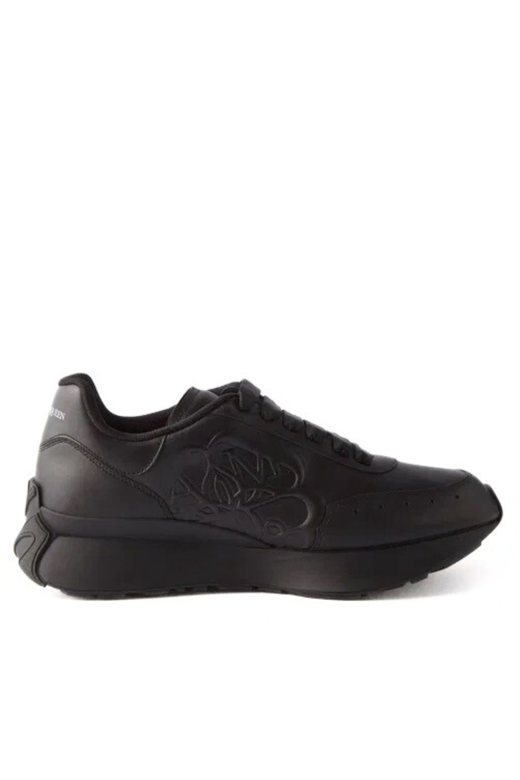 Alexander McQueen Exaggerated Sole Logo Embossed Leather Sneakers Black
