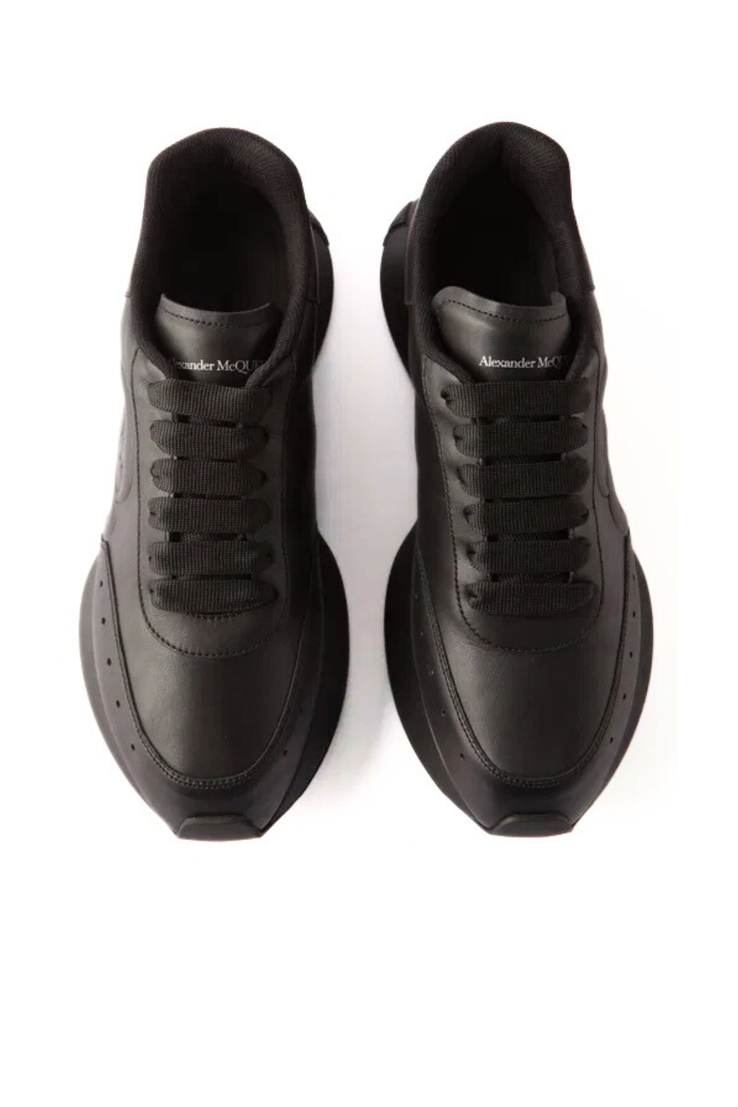 Alexander McQueen Exaggerated Sole Logo Embossed Leather Sneakers Black