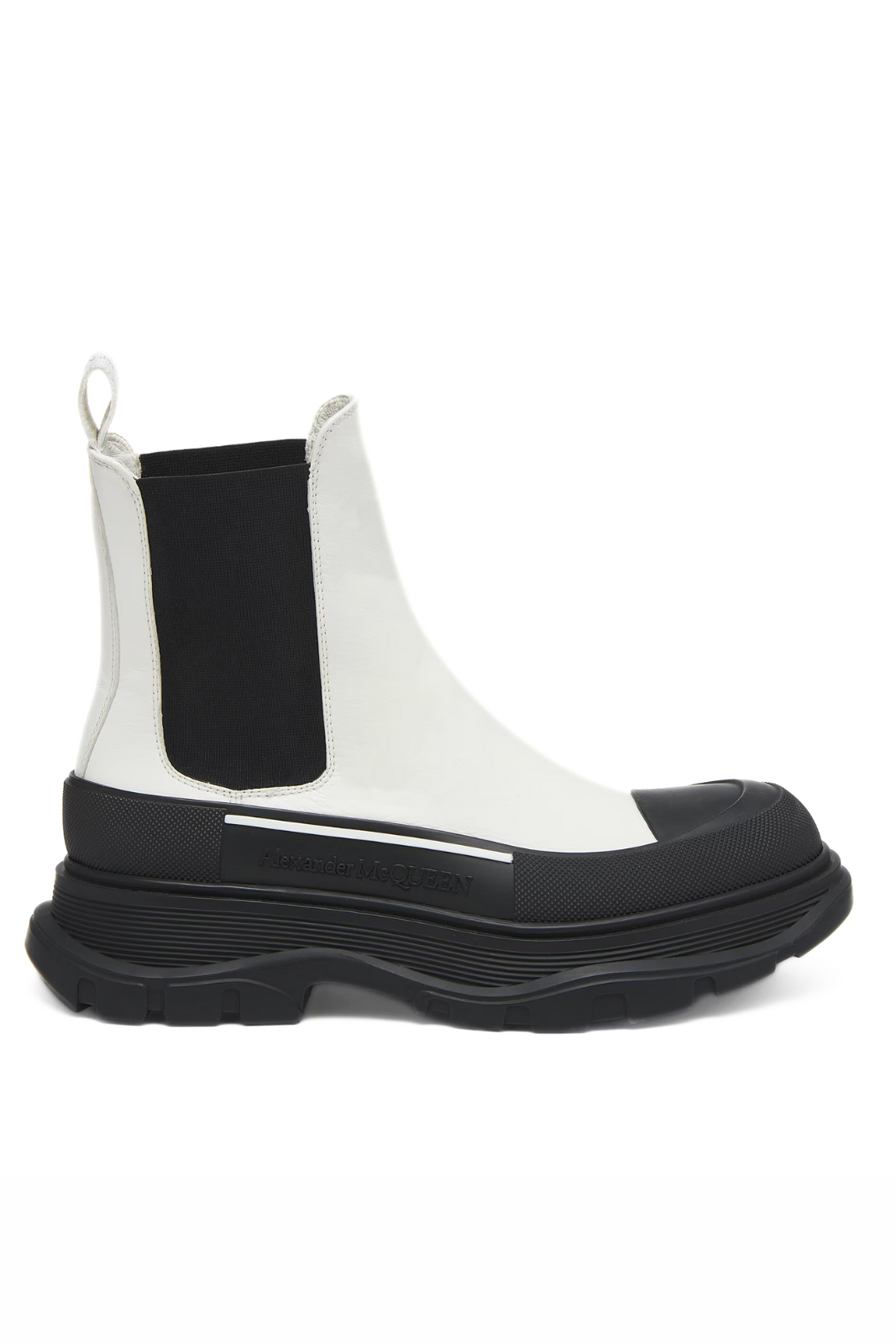 Alexander McQueen Women's Slick Chelsea Boot in White Black