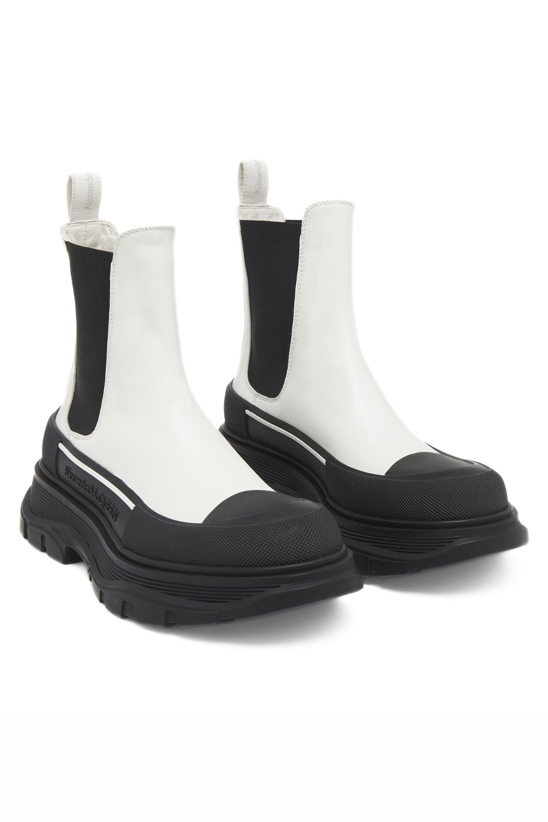 Alexander McQueen Women's Slick Chelsea Boot in White Black