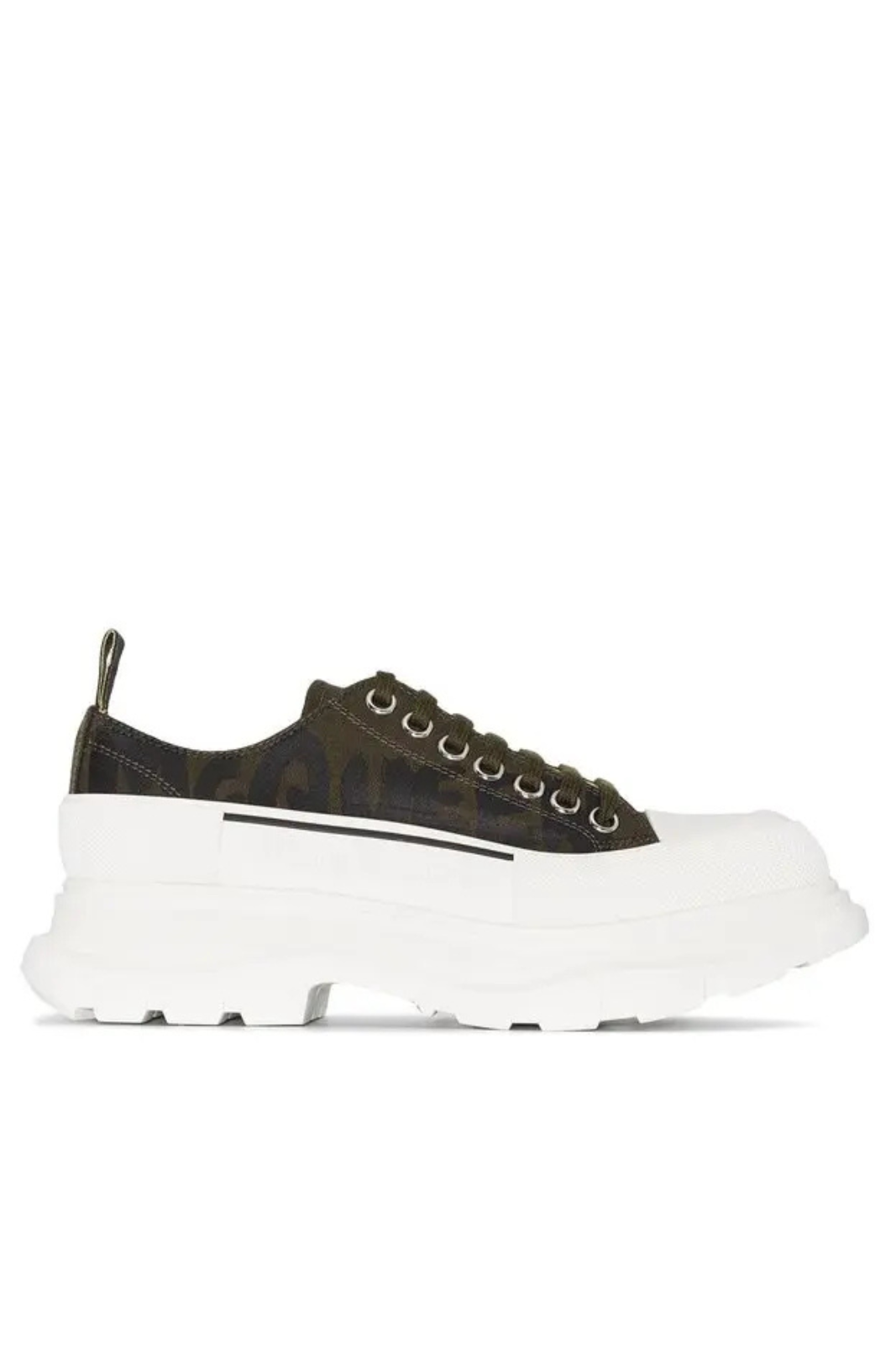 Alexander McQueen graffiti-logo print tread slick sneakers Khaki