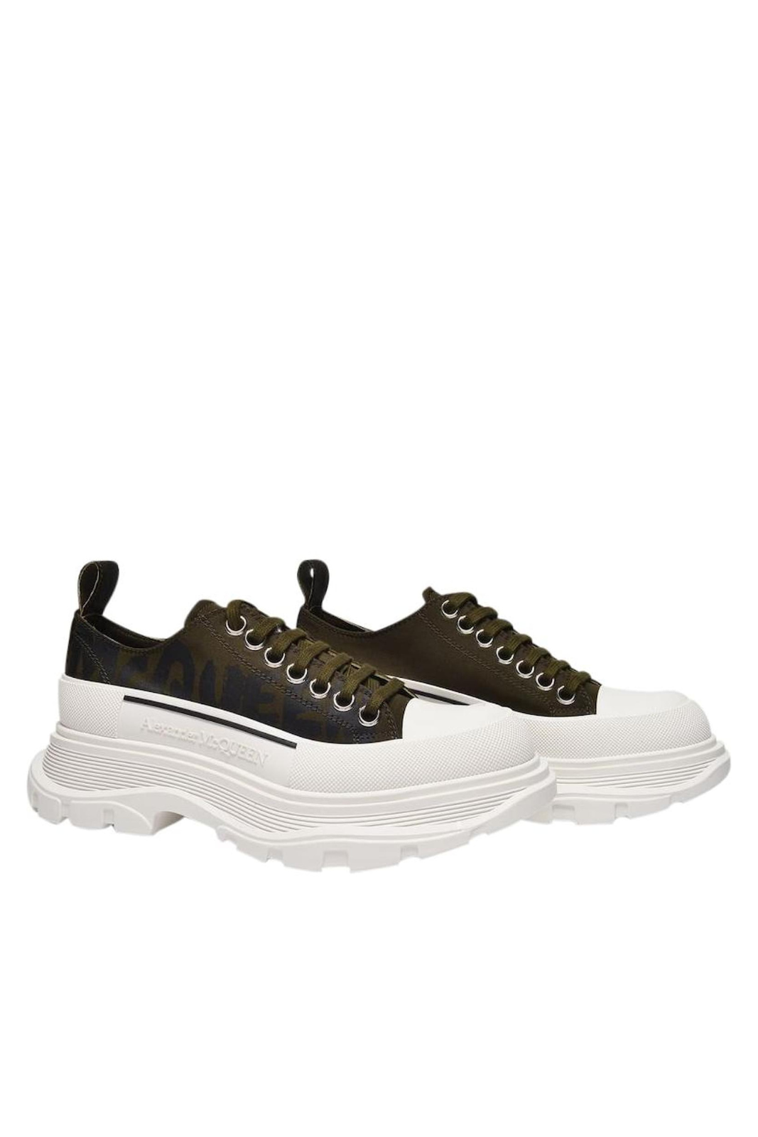 Alexander McQueen graffiti-logo print tread slick sneakers Khaki