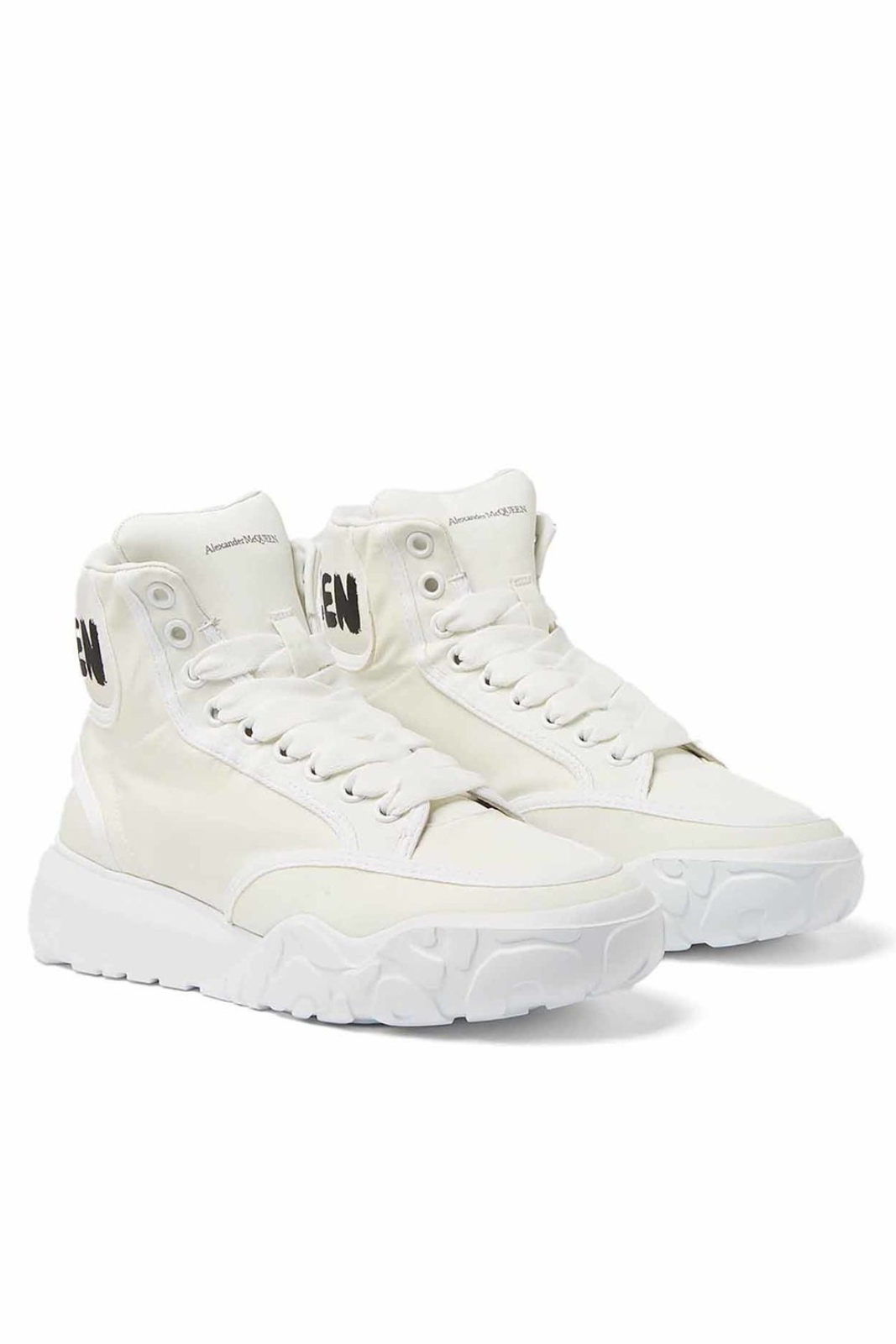 Alexander McQueen Oversized Mid-Top Logo Court Sneakers White