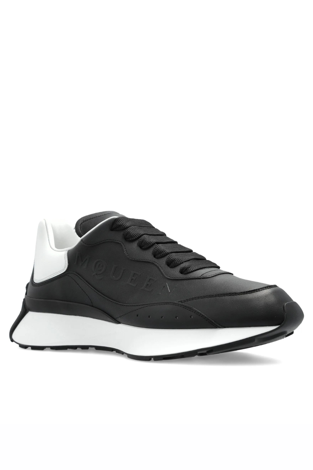 Alexander McQueen Black White leather logo trainers
