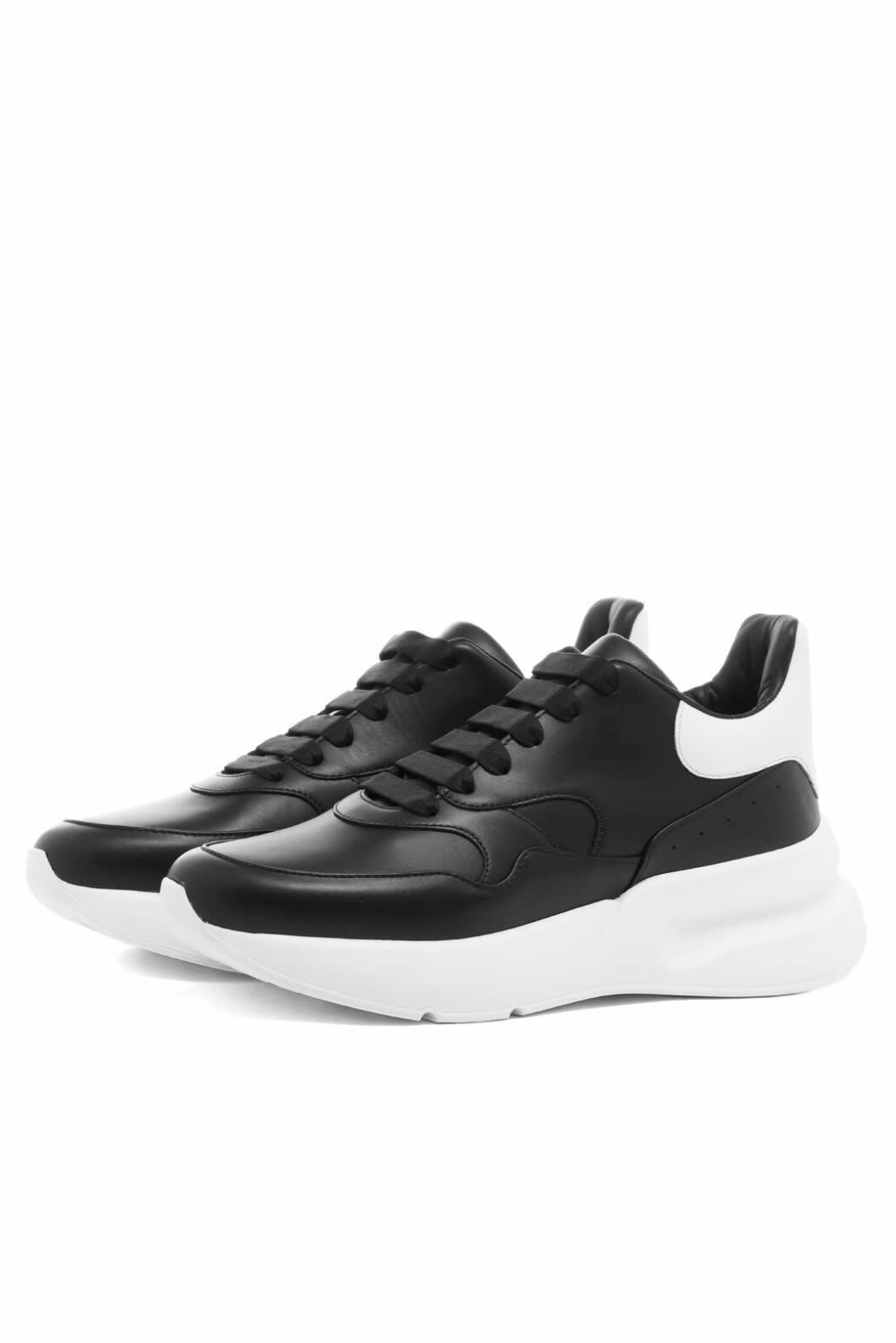 Alexander McQueen Men's Oversized Runner Sneakers in Black White