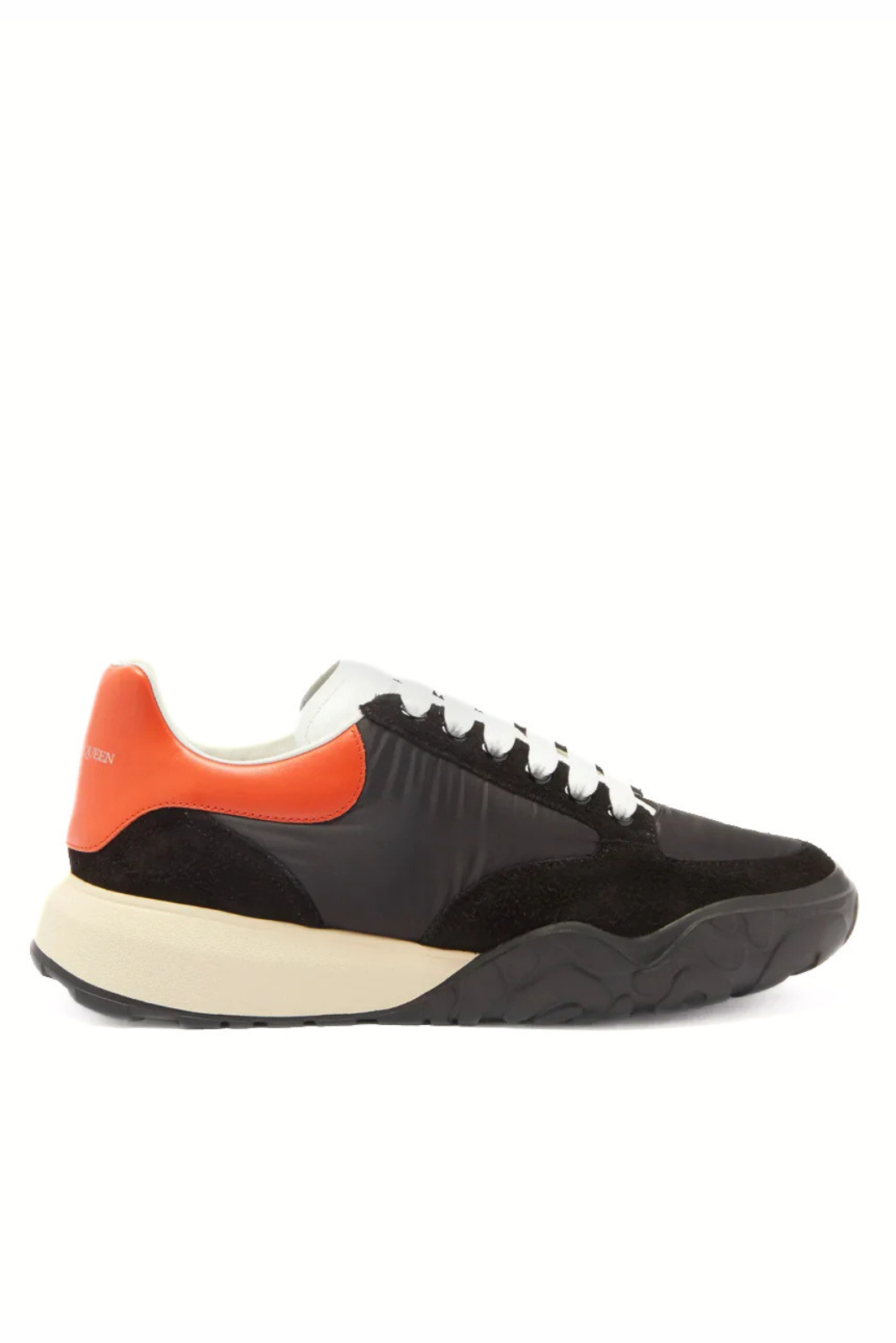 Alexander McQueen Court Panelled Black Orange Low Top Sneakers