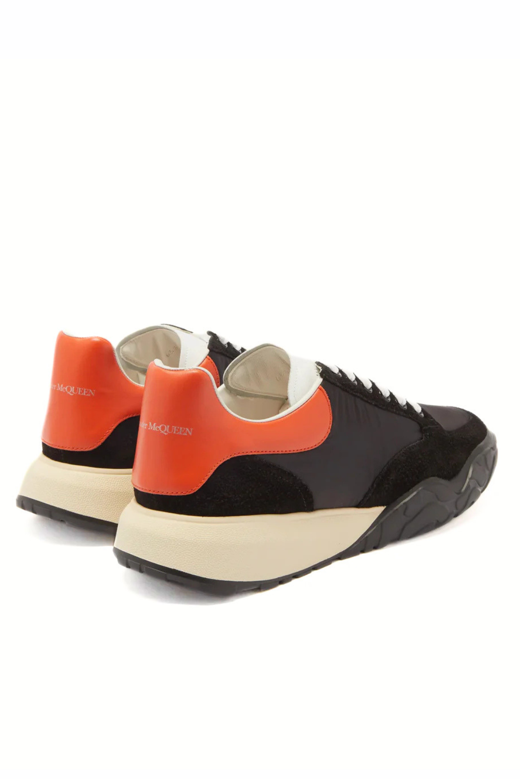 Alexander McQueen Court Panelled Black Orange Low Top Sneakers