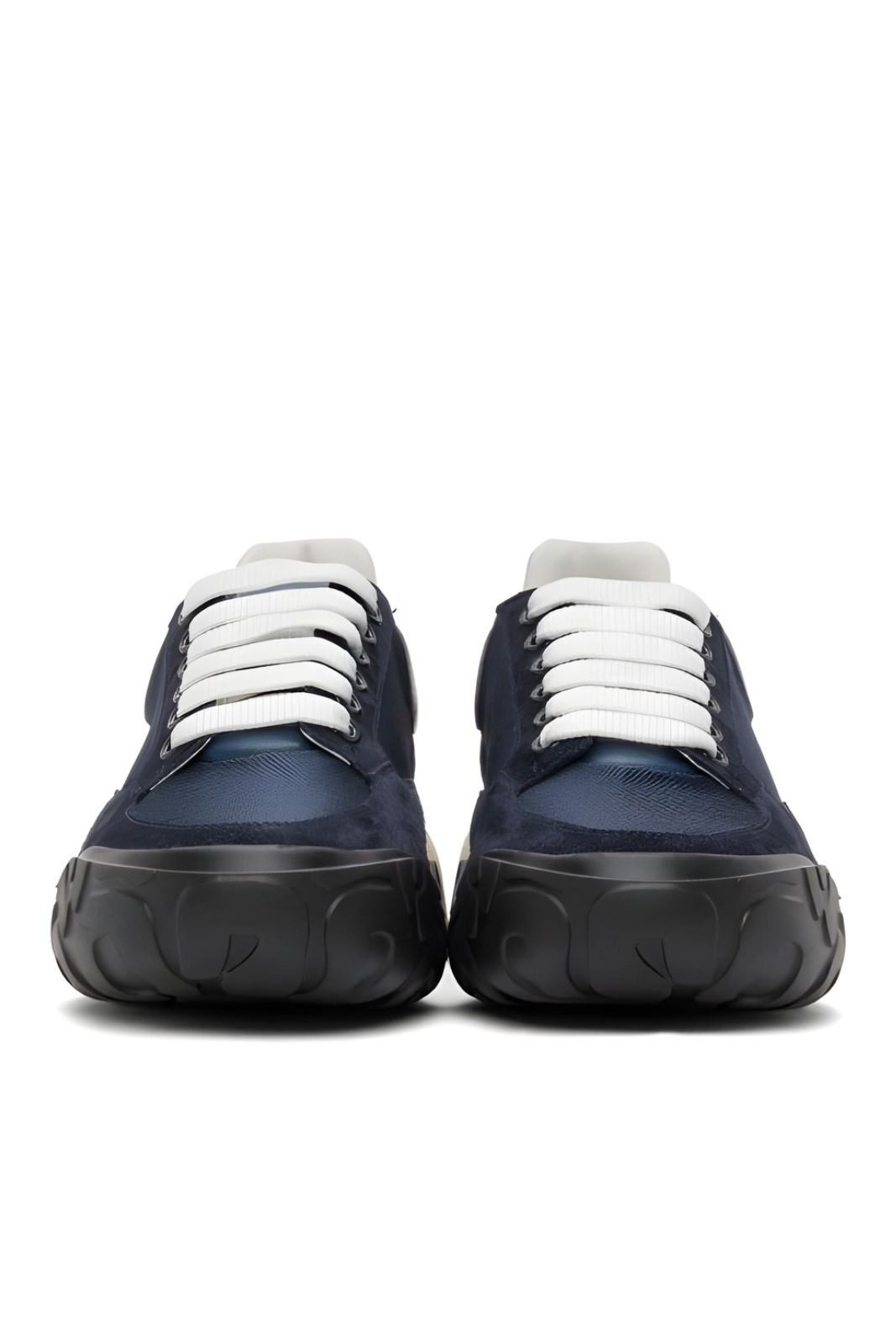 Alexander McQueen Navy and Silver Court Trainer Sneakers