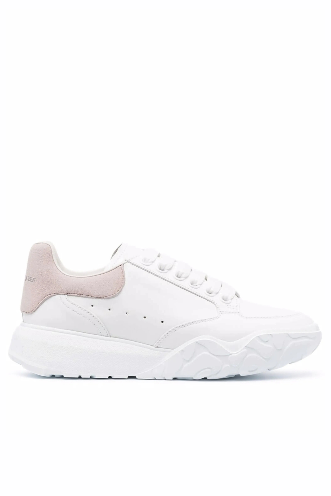 Alexander McQueen Oversized Court Leather Low-Top Trainers white pink