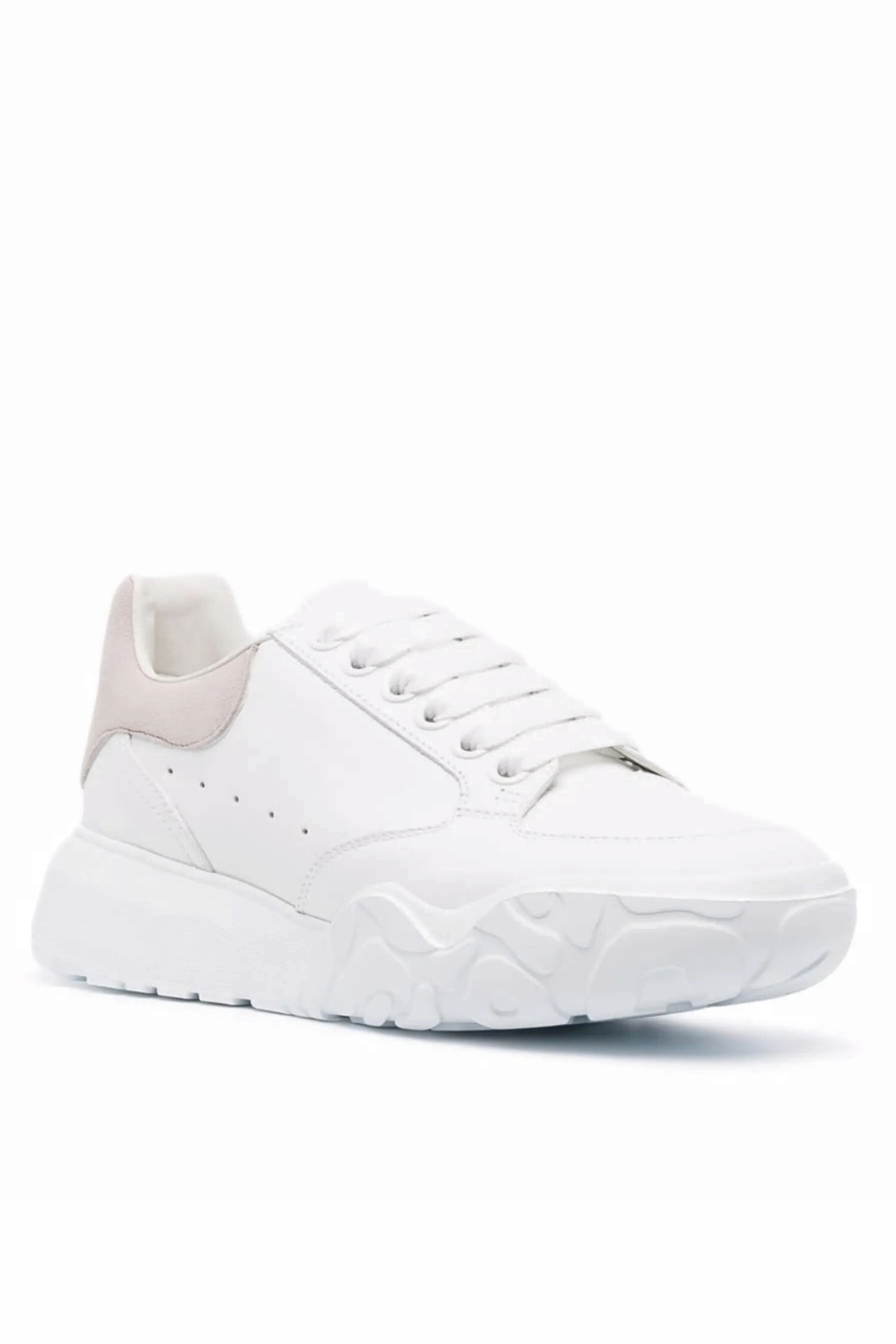 Alexander McQueen Oversized Court Leather Low-Top Trainers white pink
