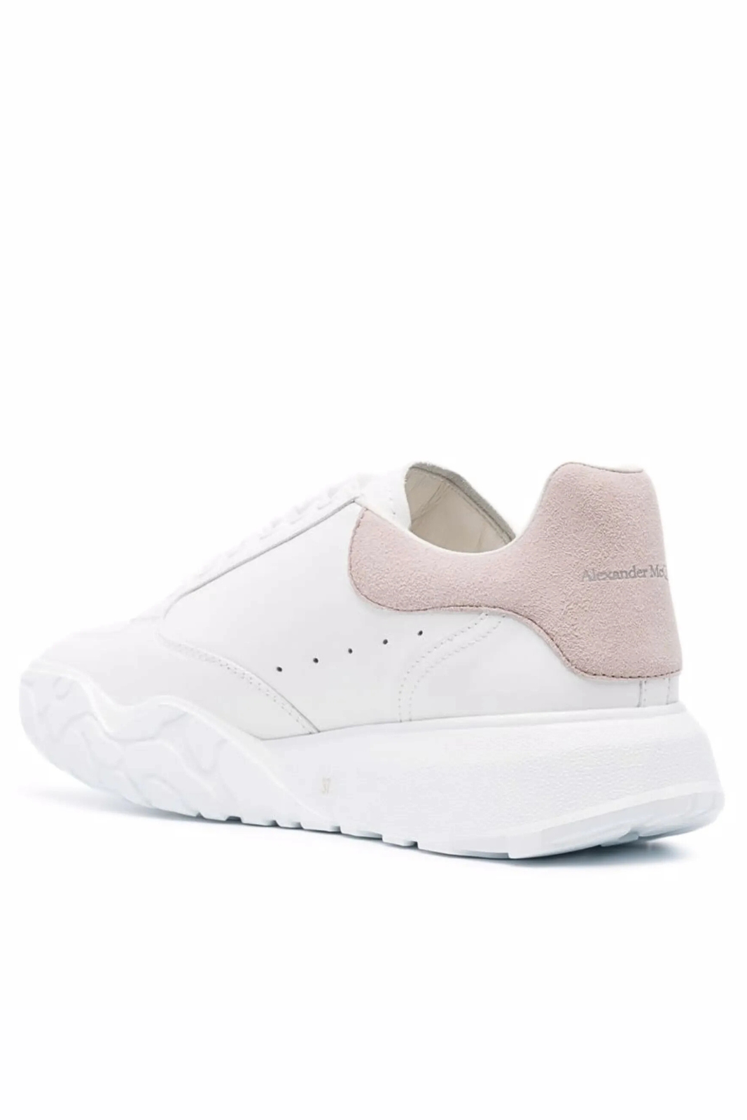 Alexander McQueen Oversized Court Leather Low-Top Trainers white pink
