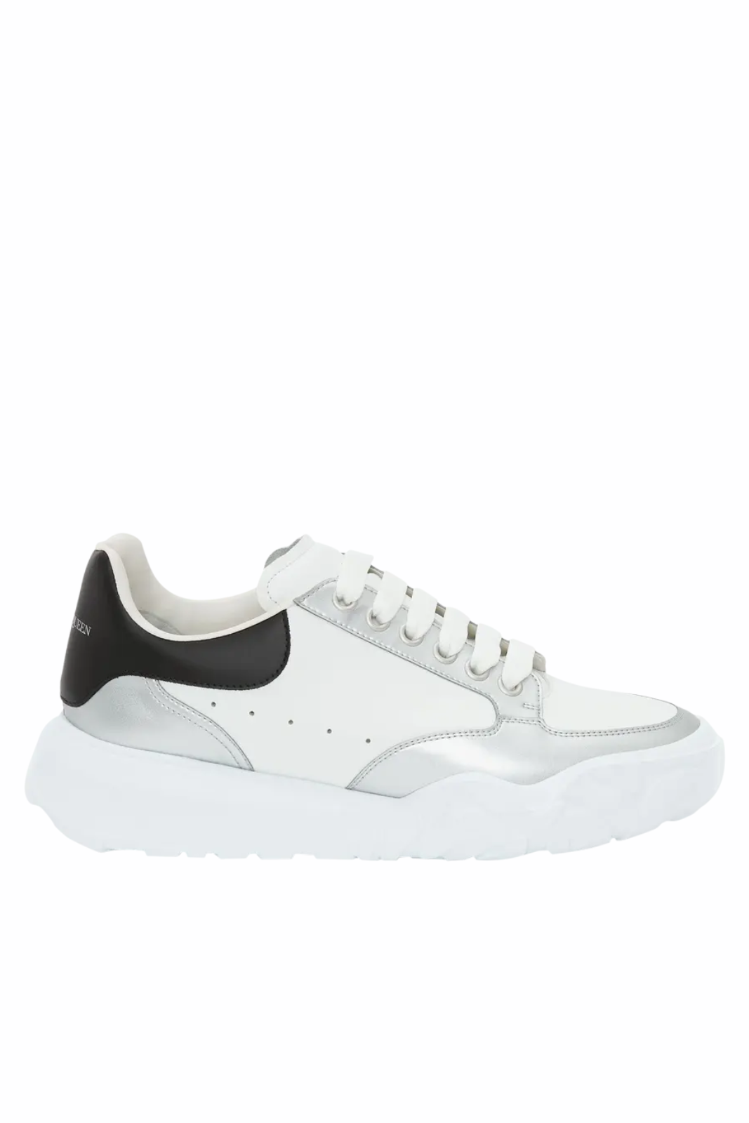 Alexander McQueen Oversized Court Trainer White Silver