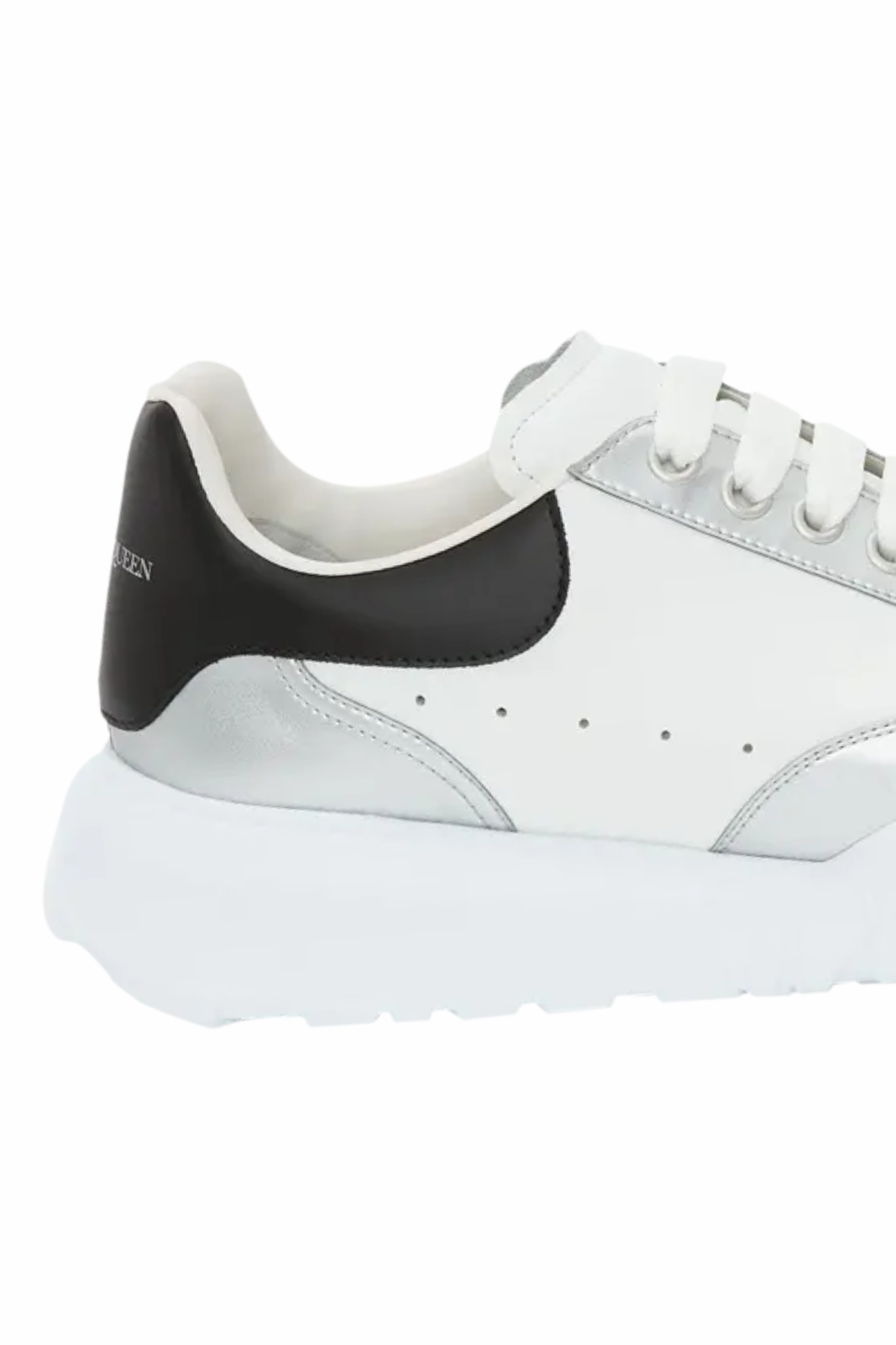 Alexander McQueen Oversized Court Trainer White Silver