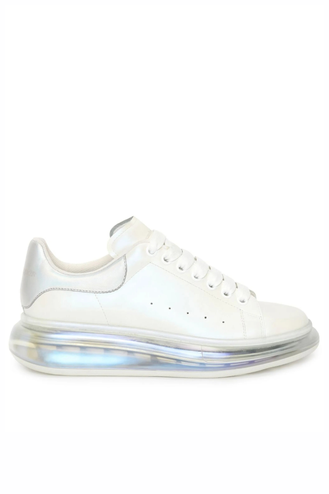 Alexander McQueen Clear Sole Heel Oversized lace-up Sneakers White Silver