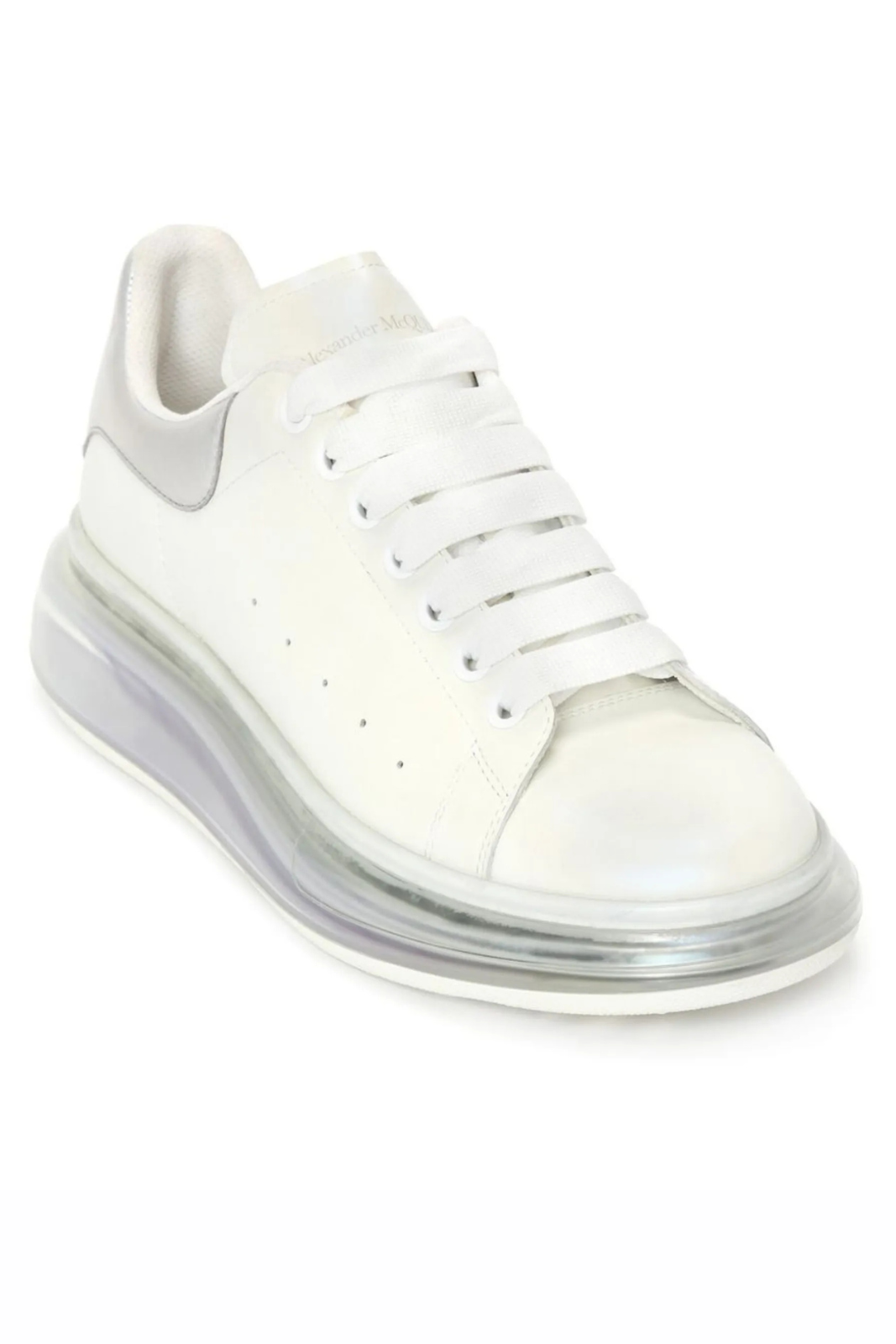 Alexander McQueen Clear Sole Heel Oversized lace-up Sneakers White Silver