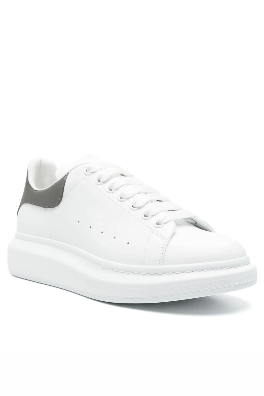 Alexander McQueen Oversized Leather Sneakers in White with Dark Grey Heel