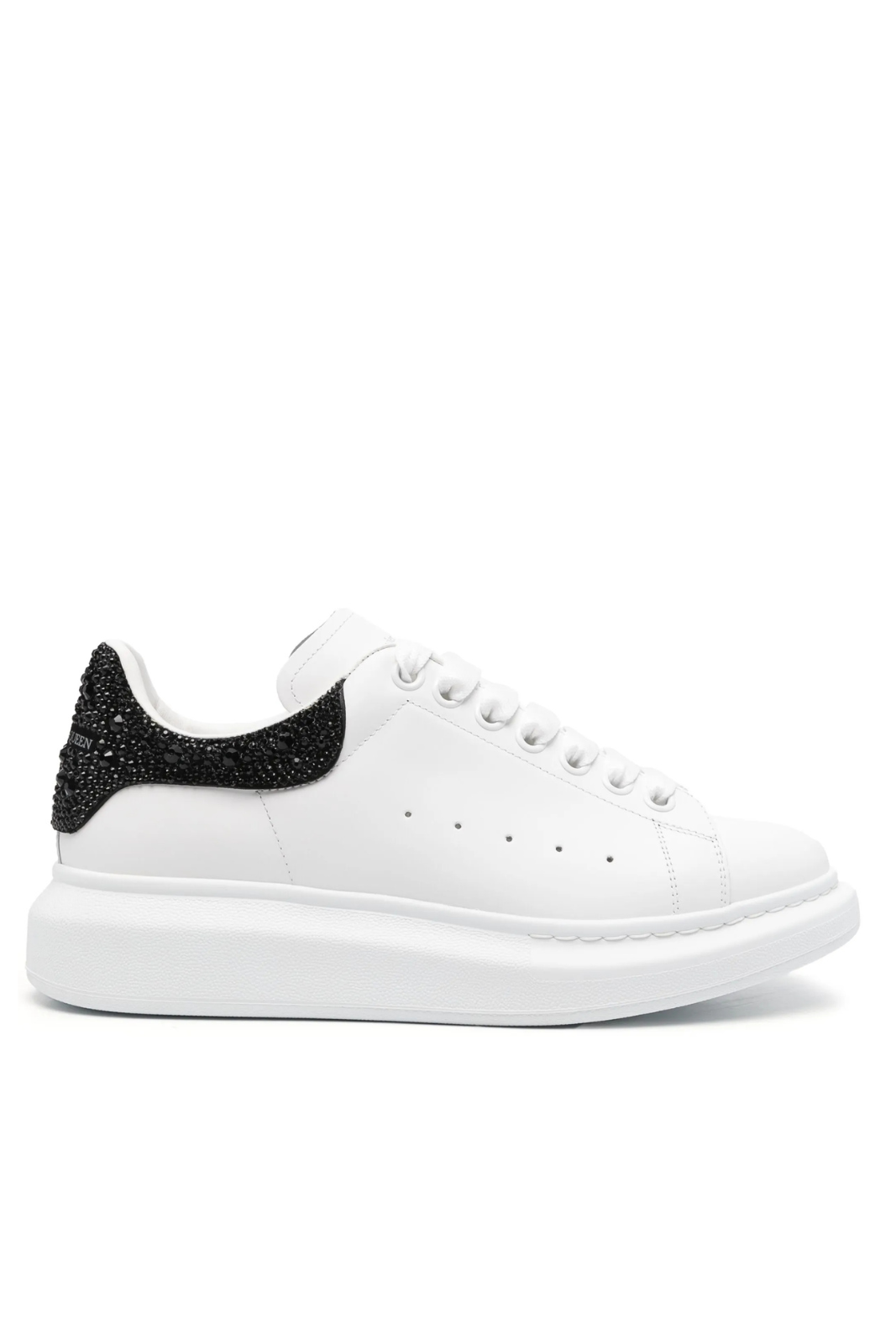 Alexander McQueen Oversized leather Woman sneakers White Black embelished Crystals