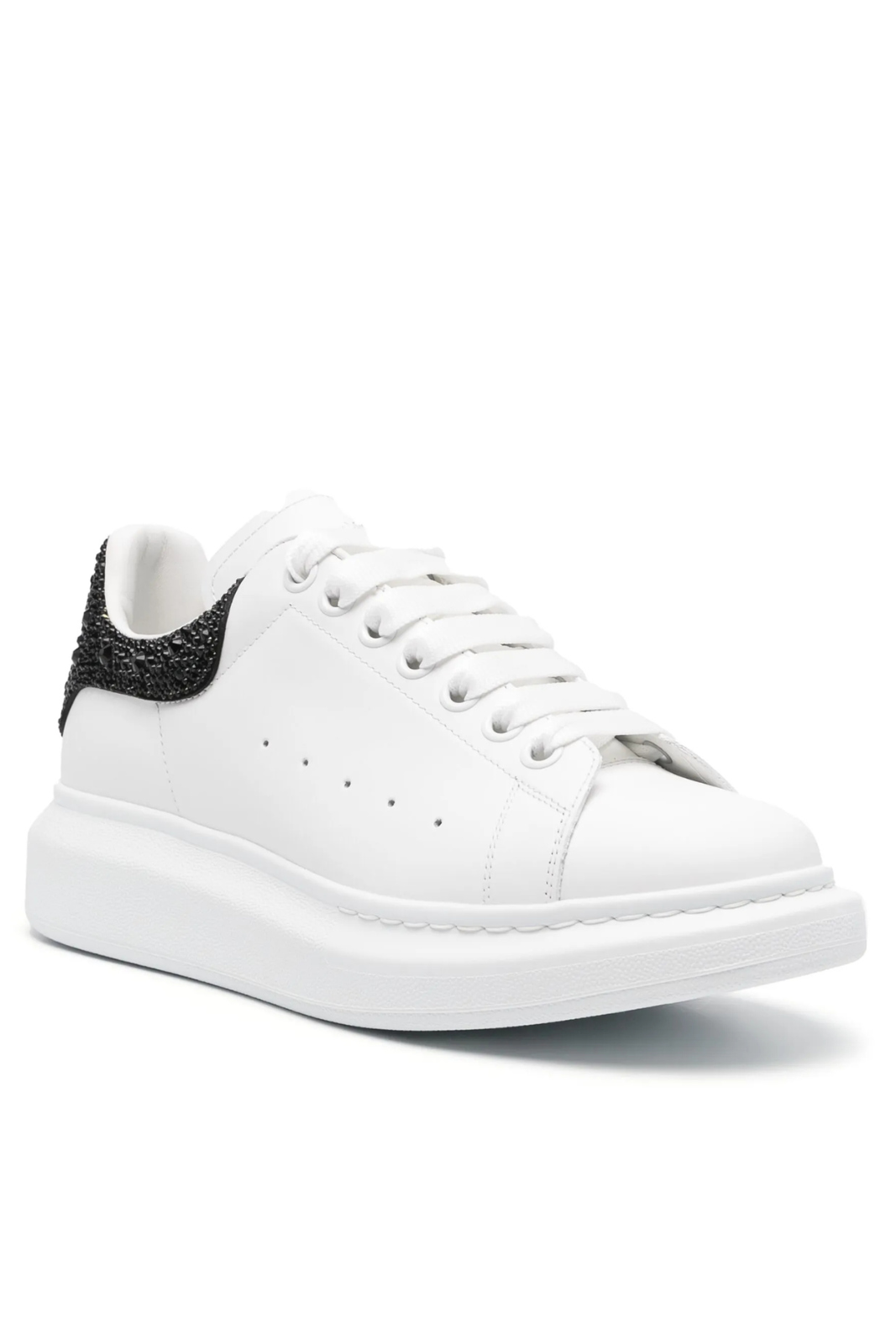 Alexander McQueen Oversized leather Woman sneakers White Black embelished Crystals