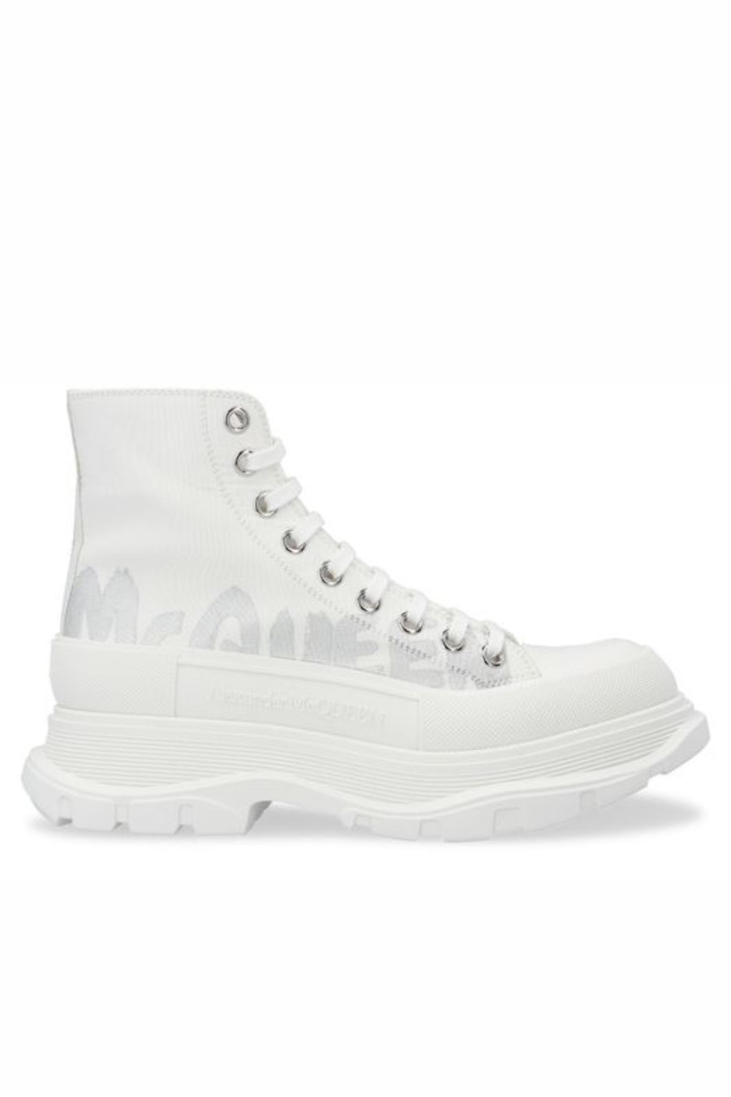 Alexander McQueen Tread Slick Boots White graffiti