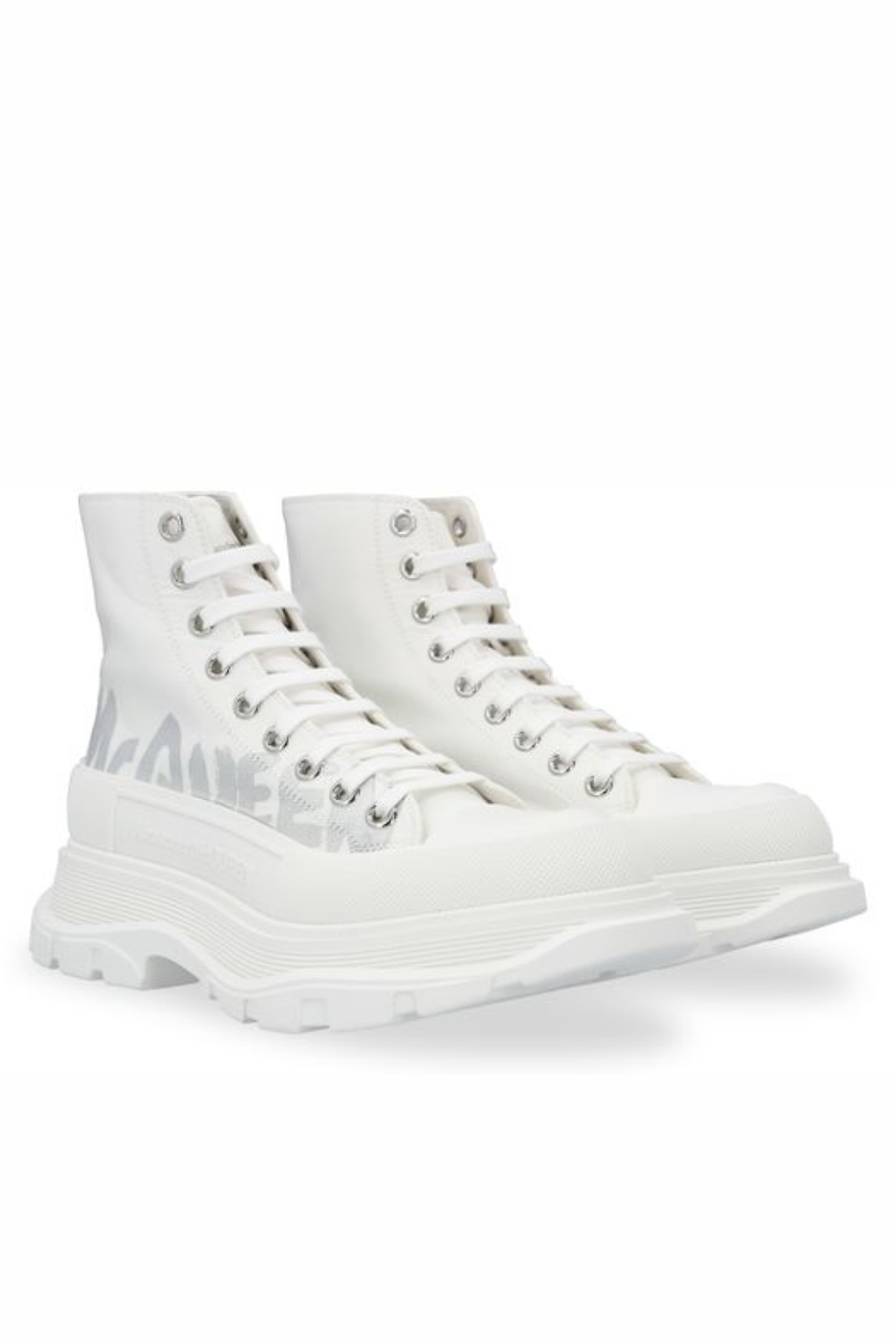 Alexander McQueen Tread Slick Boots White graffiti