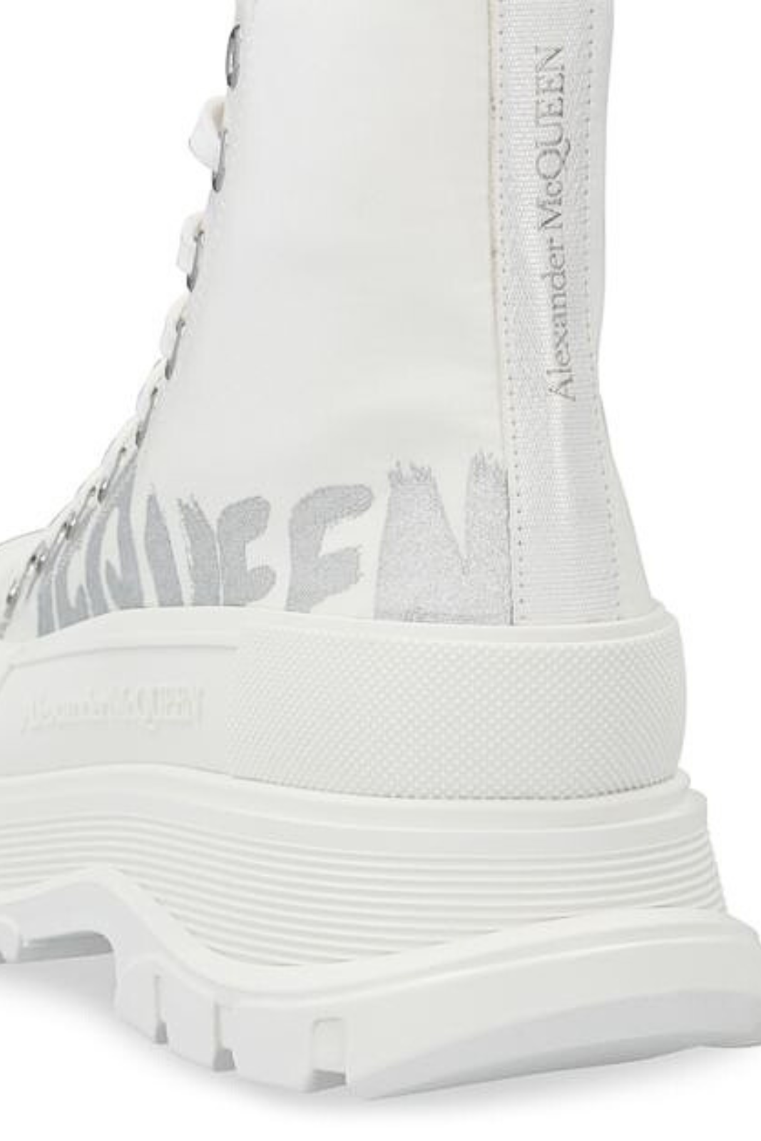 Alexander McQueen Tread Slick Boots White graffiti