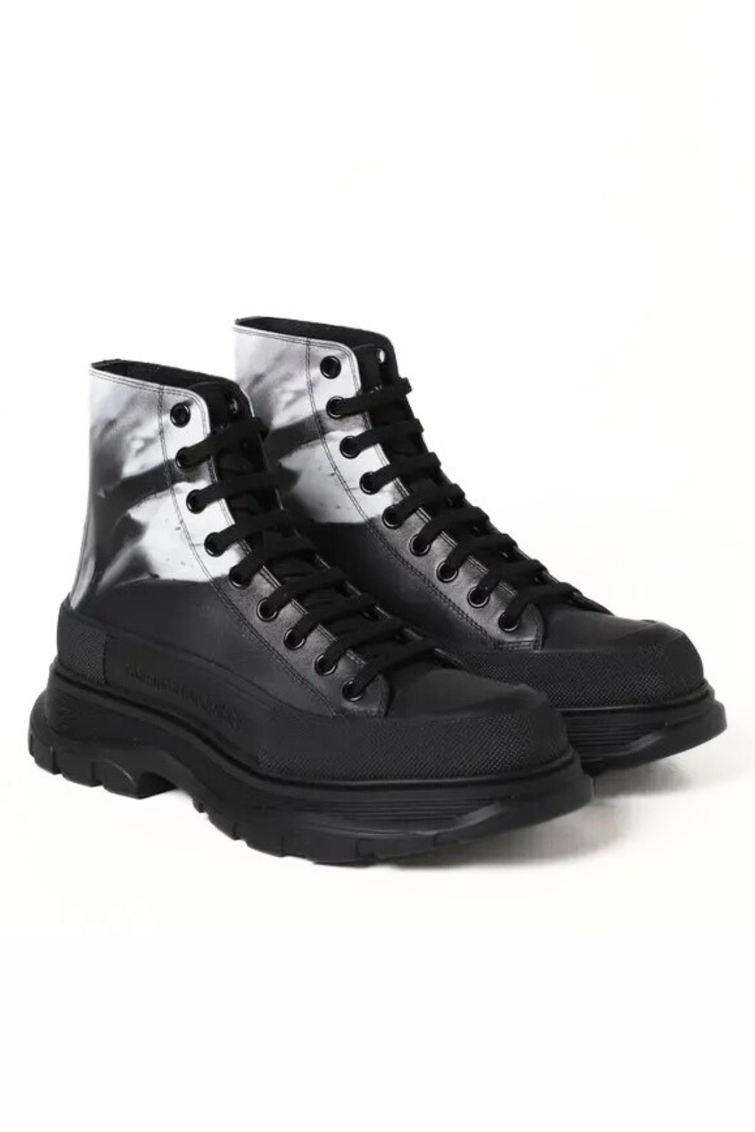 Alexander McQueen Tread Slick Boot Solarised Flower - Black