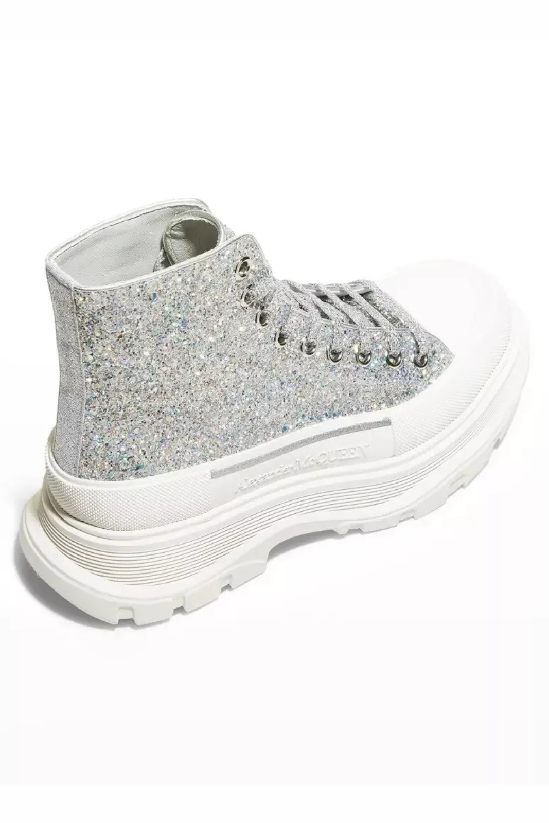 Alexander McQueen Tread Slick Glitter High-Top Boots Silver