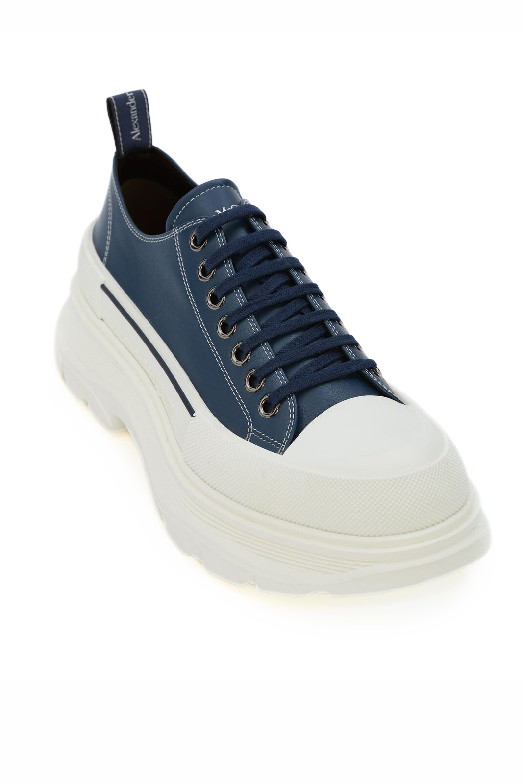 Alexander McQueen Womens Tread Slick Lace Up Shoes Denim Blue