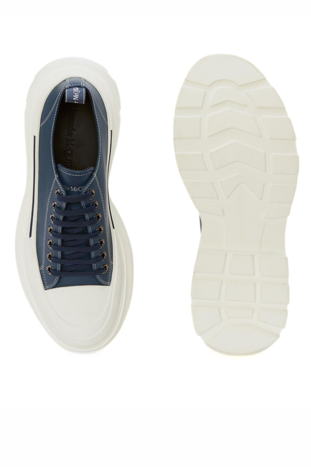 Alexander McQueen Womens Tread Slick Lace Up Shoes Denim Blue