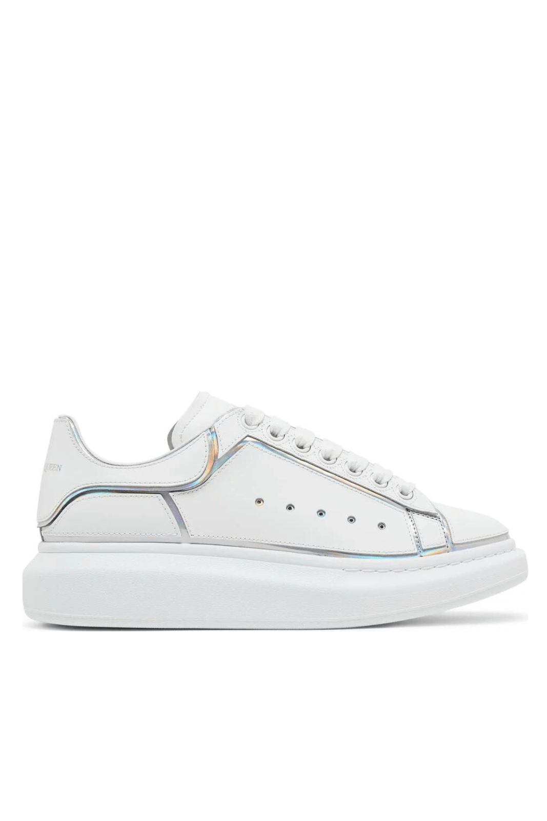 Alexander McQueen White Silver Leather Oversized Sneakers