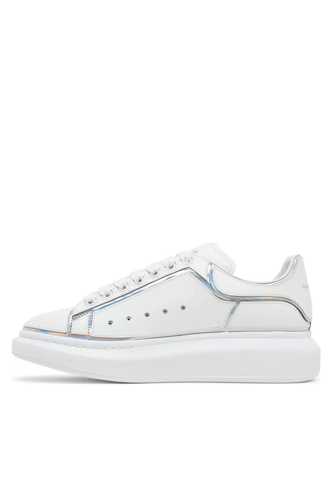 Alexander McQueen White Silver Leather Oversized Sneakers