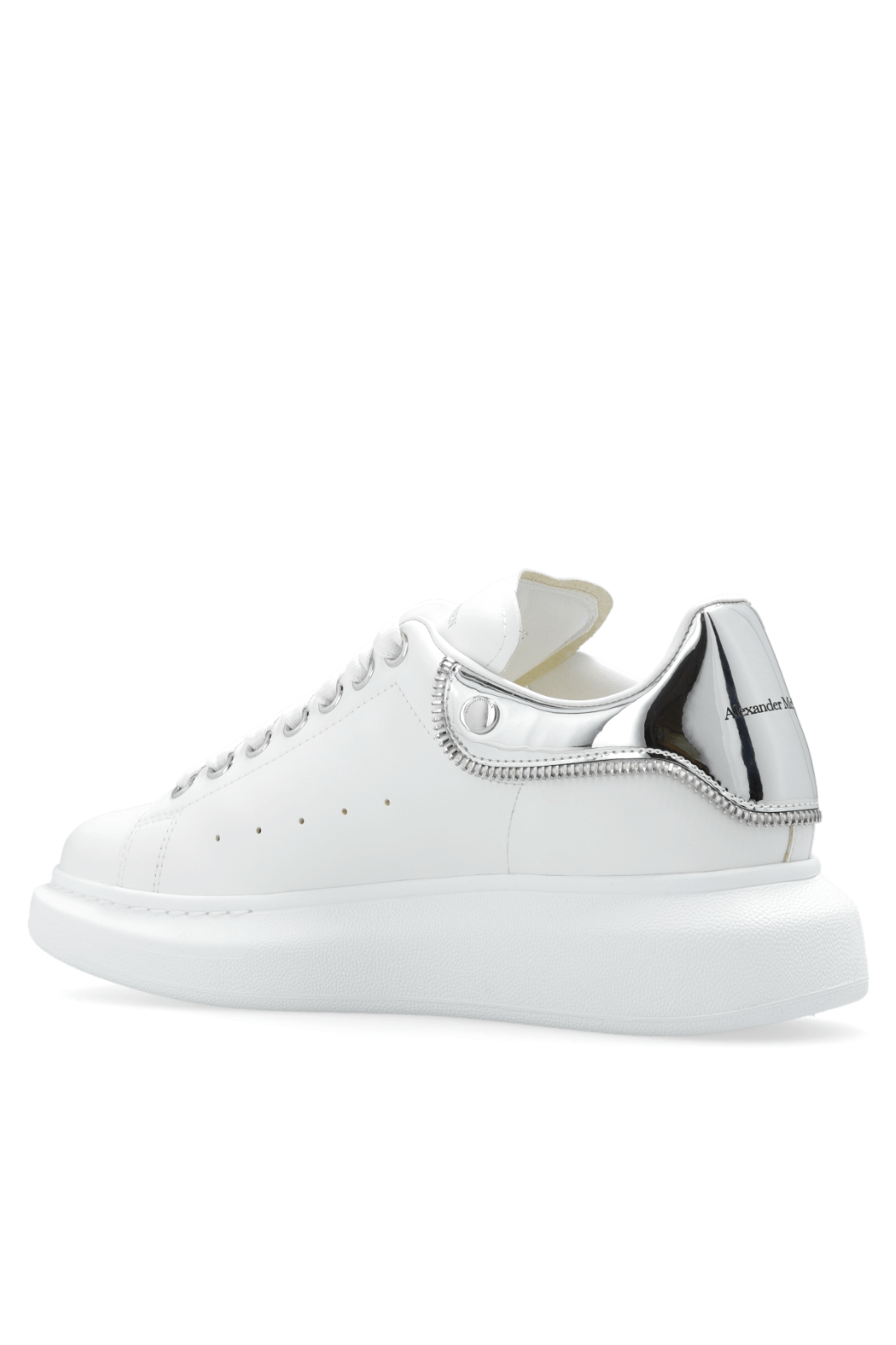 Alexander McQueen Oversized Sneakers White Silver Woman with logo