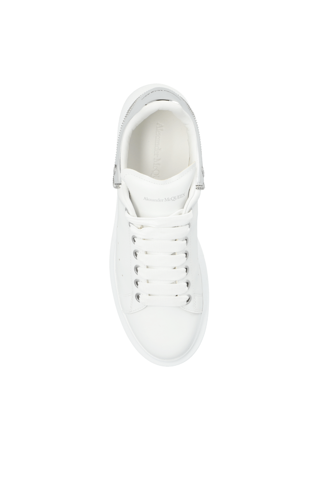 Alexander McQueen Oversized Sneakers White Silver Woman with logo