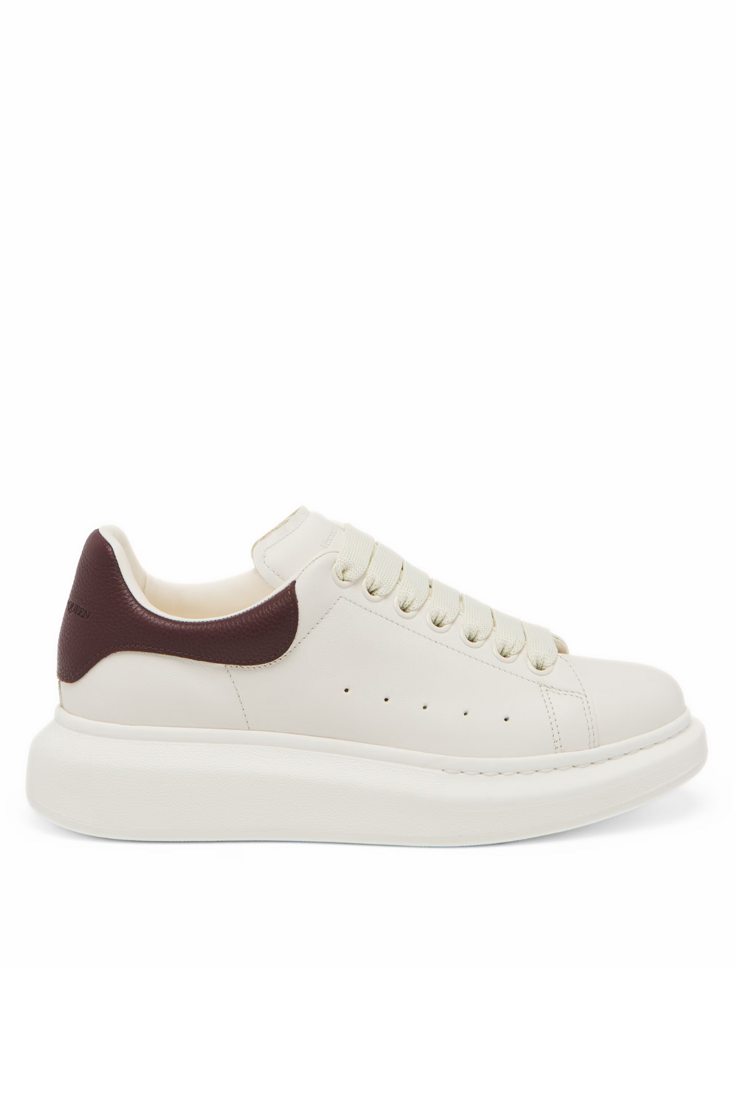 Alexander McQueen Exaggerate Sole Leather Sneaker Off White Bordeaux