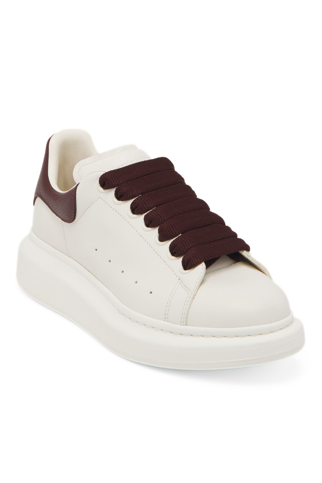 Alexander McQueen Exaggerate Sole Leather Sneaker Off White Bordeaux