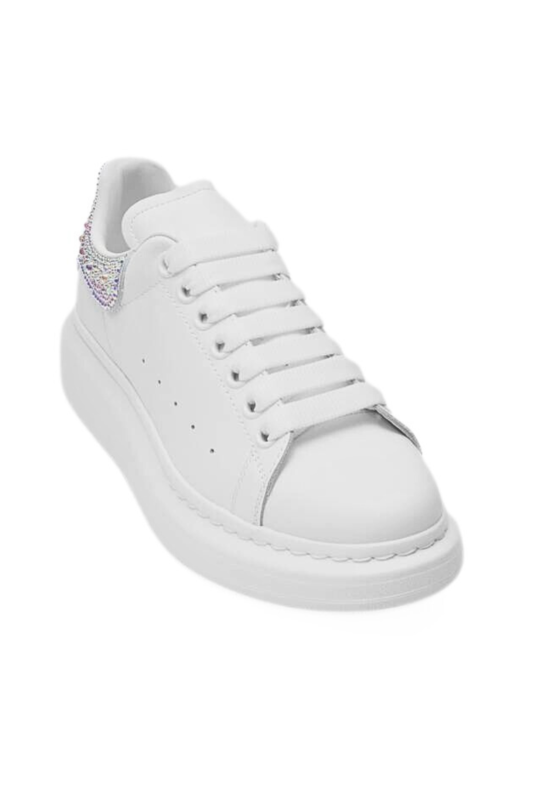 Alexander McQueen Women's Oversized Sneaker in White Silver Strass