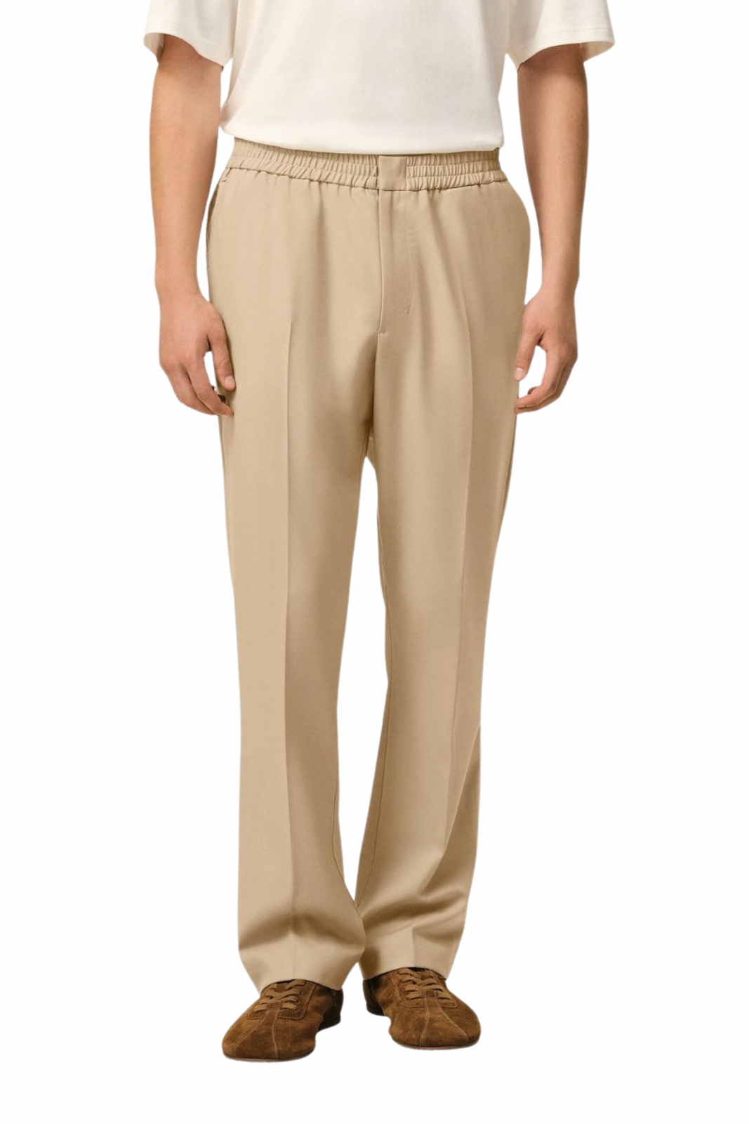 Ami Paris Elastic Waist Trousers Beige