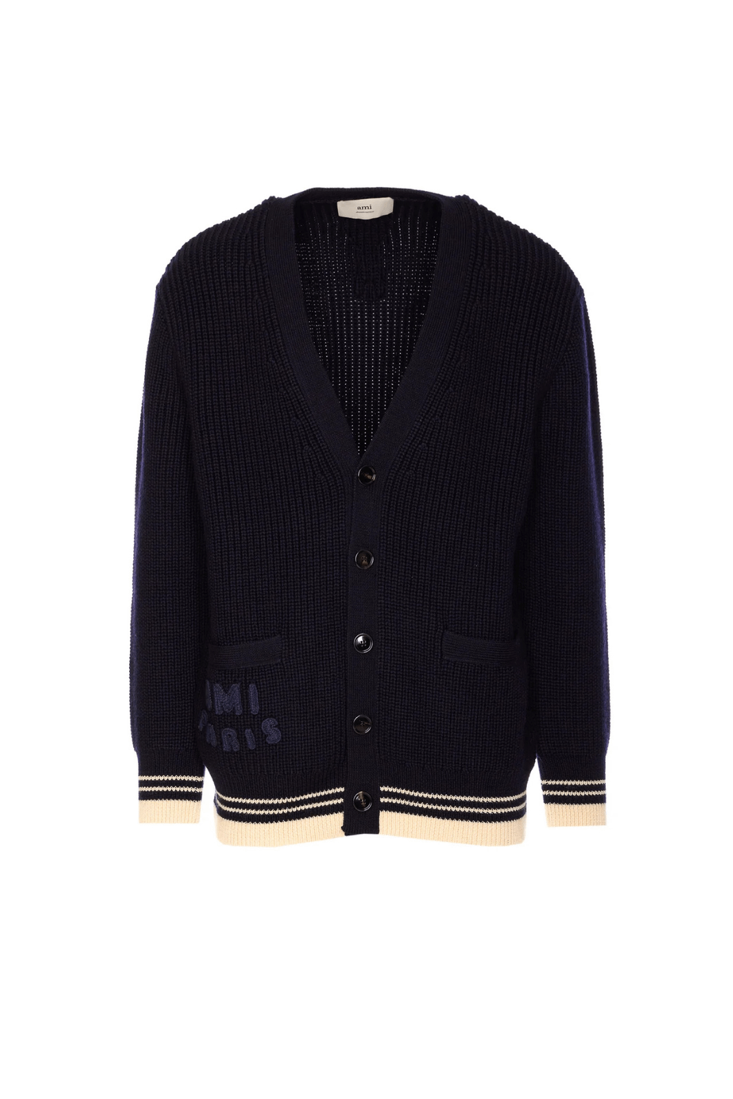 Ami Paris Logo Detailed Long Sleeved Knitted Men Cardigan