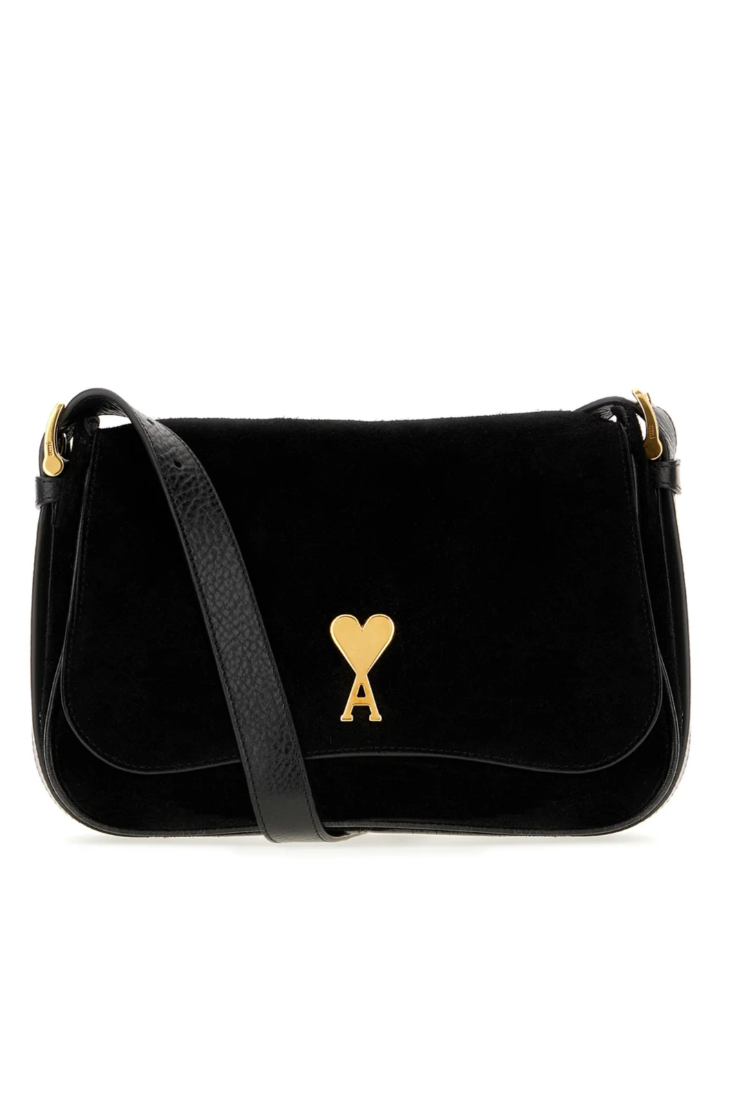 Ami Paris Ami Logo Plaque Shoulder Bag Black
