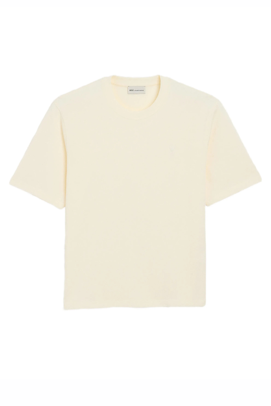Ami Paris Ami De Coeur Embossed T-shirt White Cream Cotton
