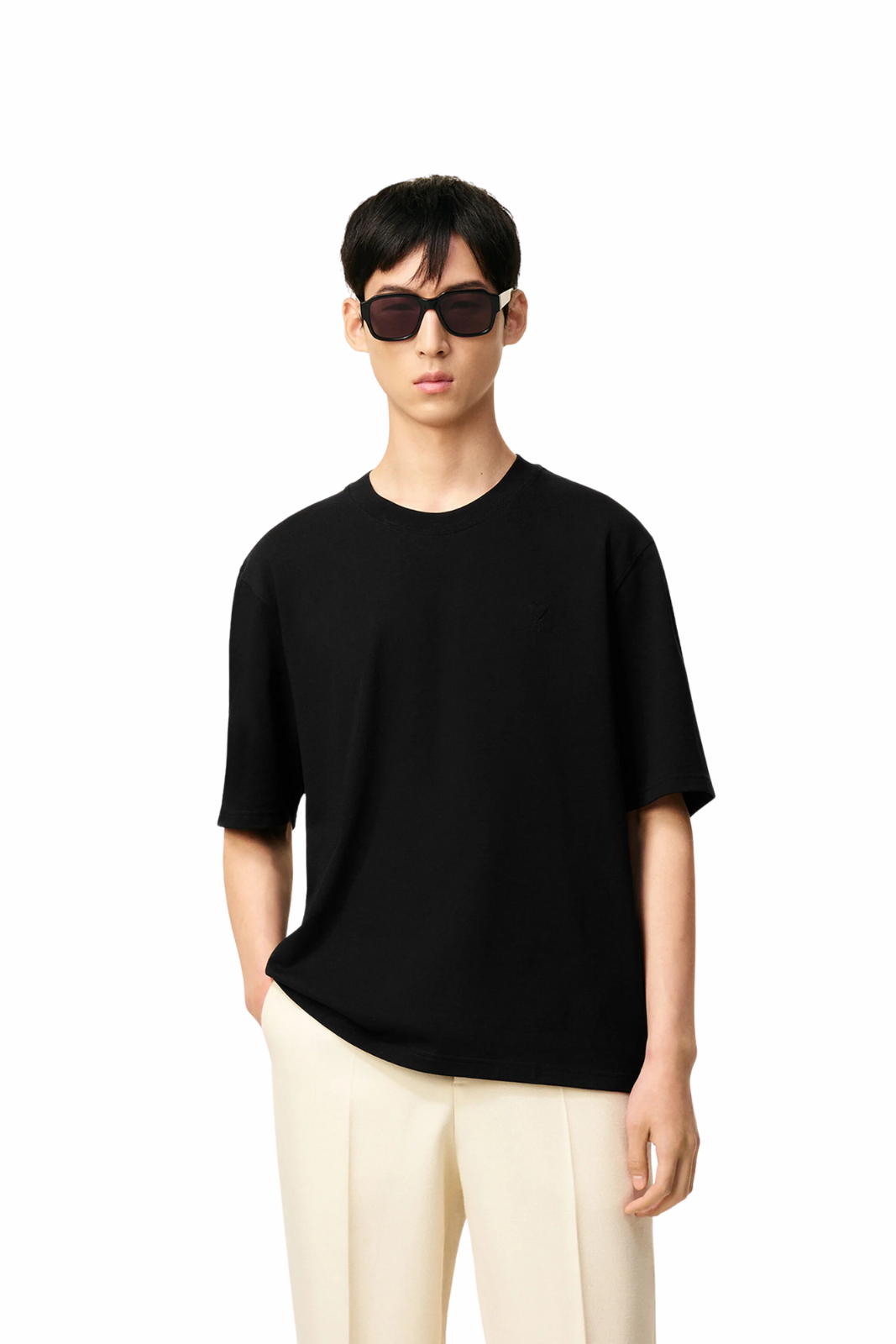 Ami Paris Black Cotton Ami De Coeur T-shirt