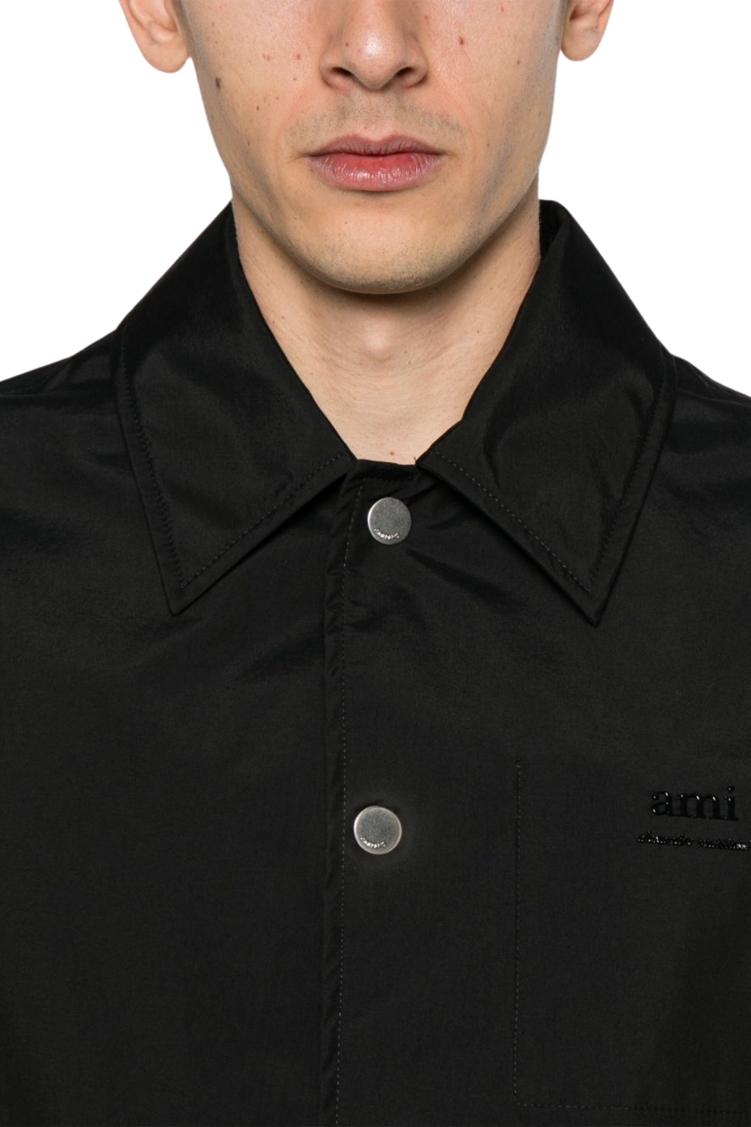 Ami Paris Black logo-lettering shirt jacket