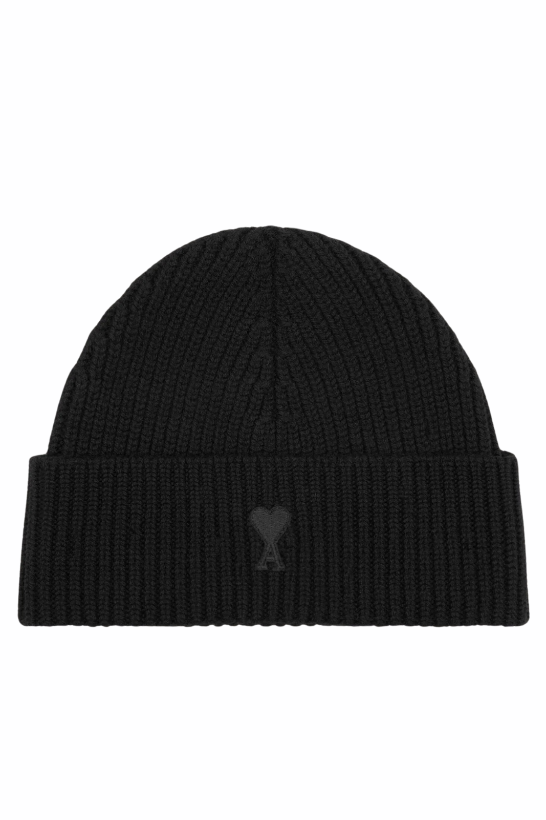 Ami Paris Black Wool Ami De Coeur Beanie