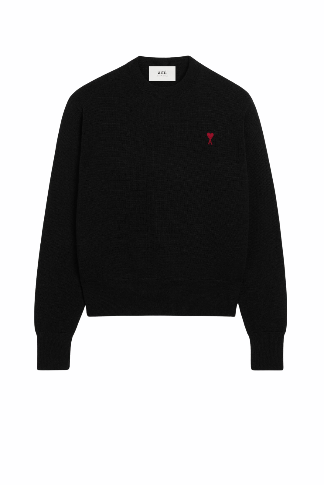 Ami Paris Black Wool Ami De Coeur Crewneck Sweater