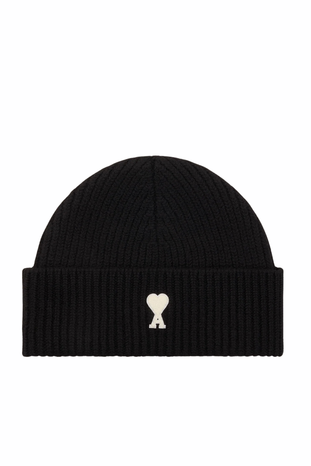 Ami Paris Men's Black wool beanie with Ami de Coeur