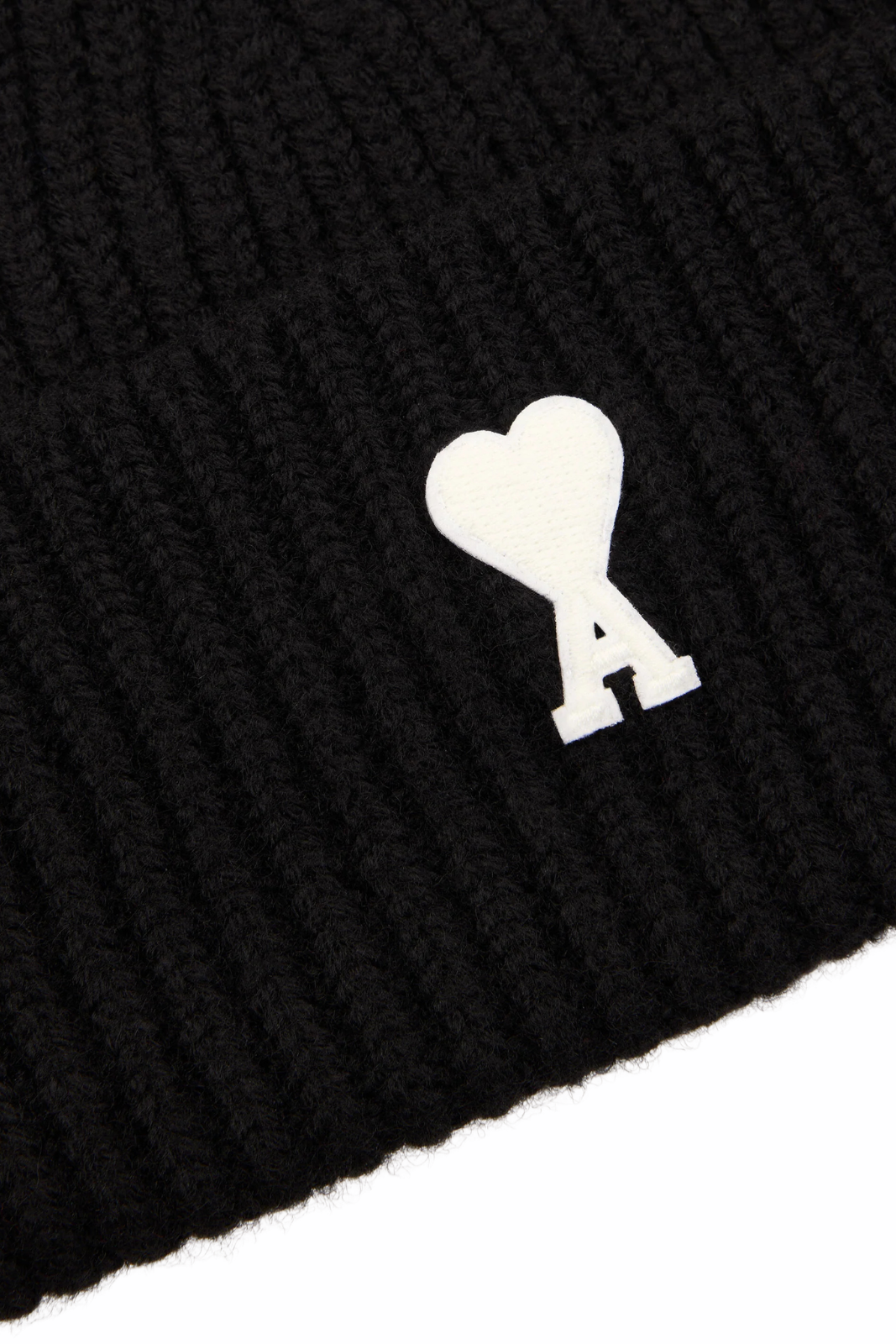 Ami Paris Men's Black wool beanie with Ami de Coeur